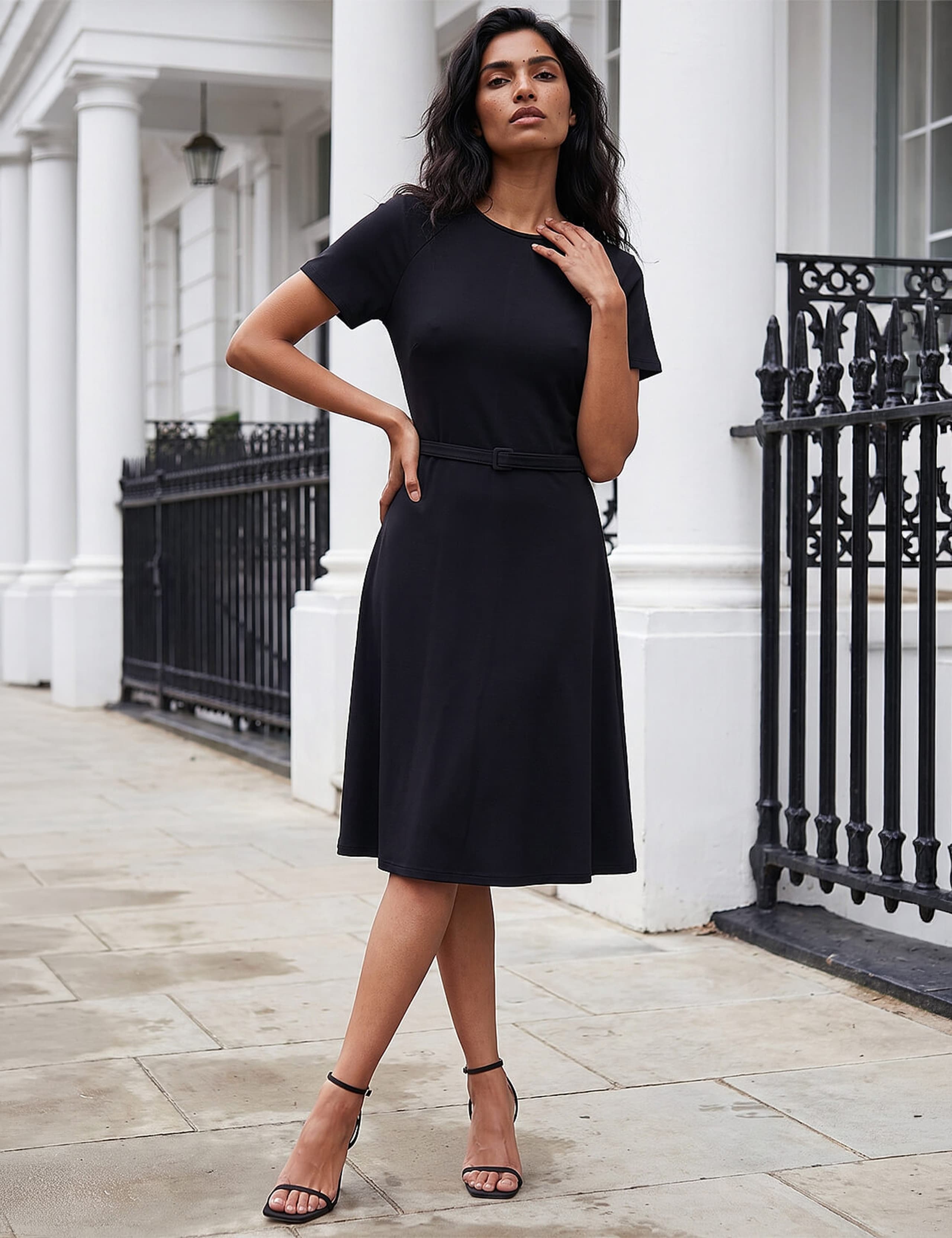 Ponte Belted Short Dress 1 of 4