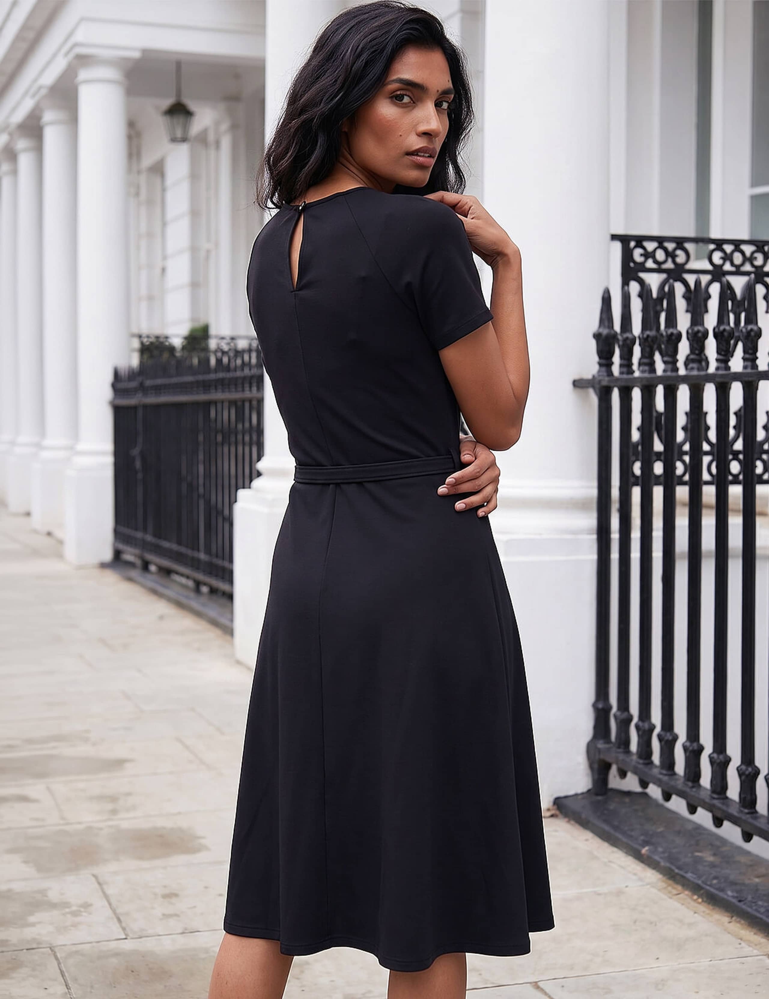 Ponte Belted Short Dress 3 of 4