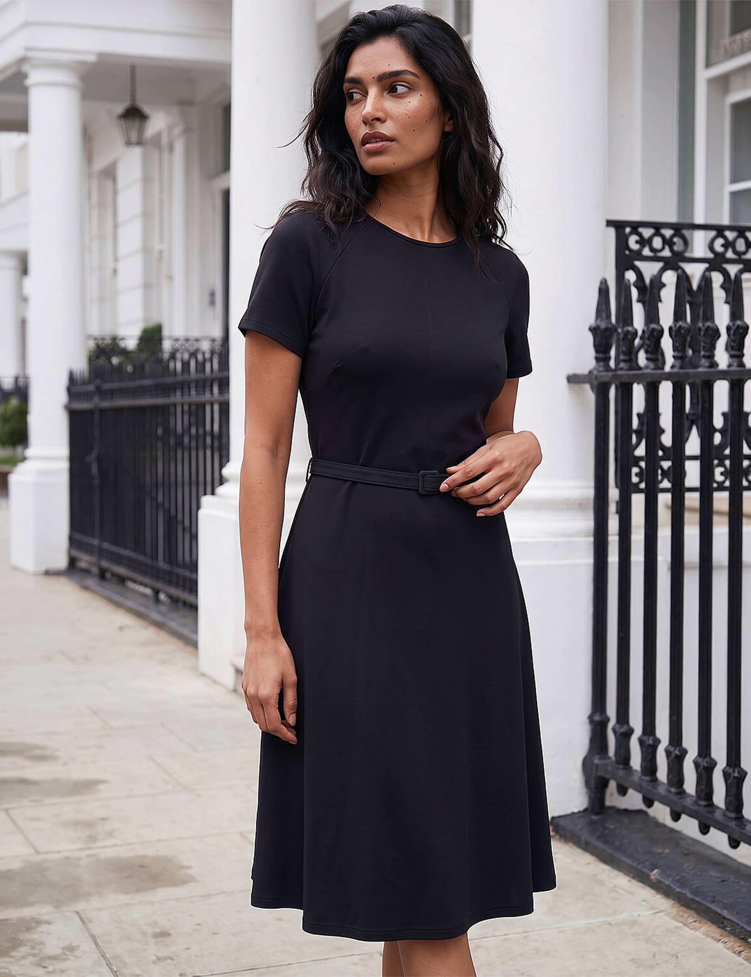 Ponte Belted Short Dress 4 of 4