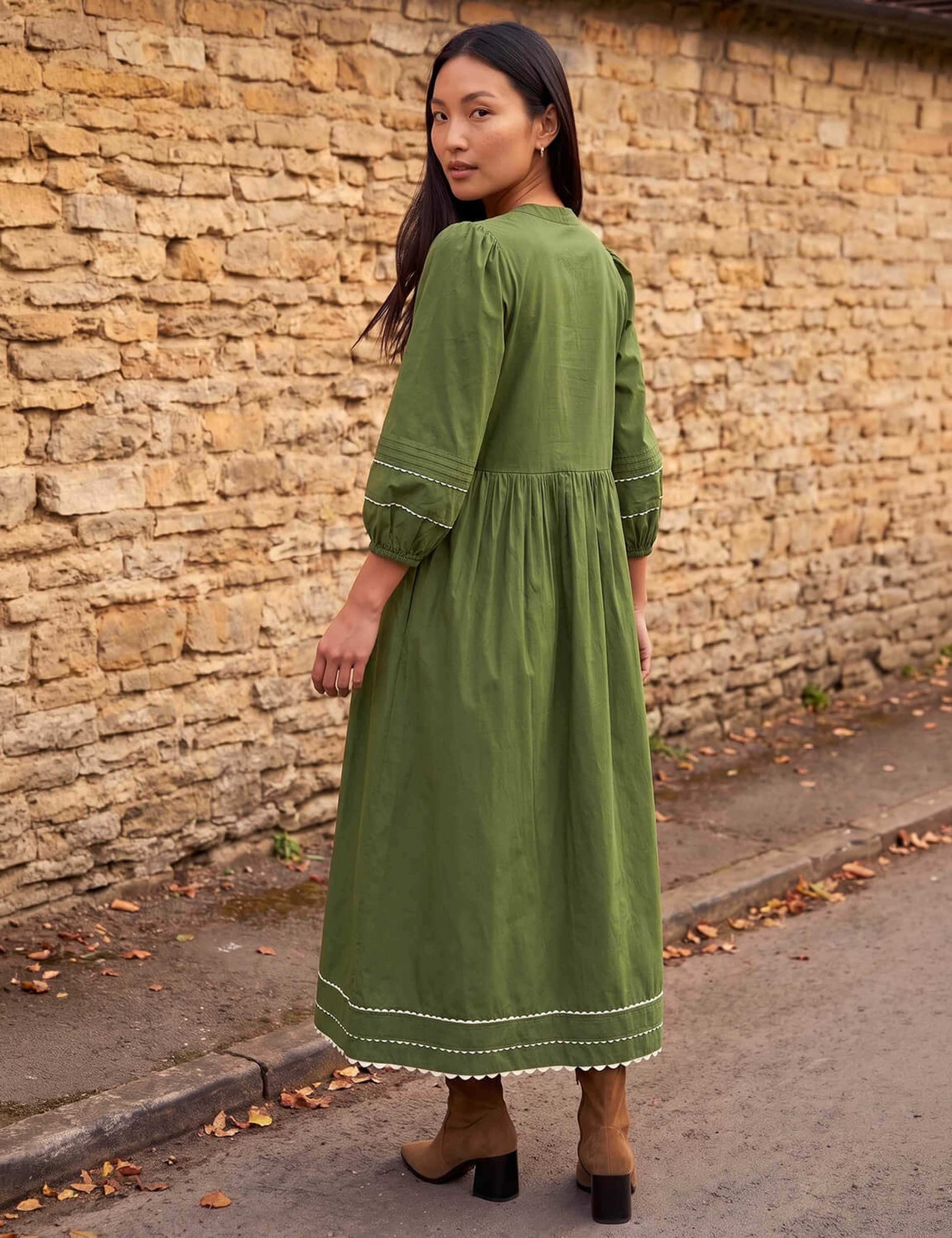 Pure Cotton Ric Rac Collared Midi Dress 3 of 4