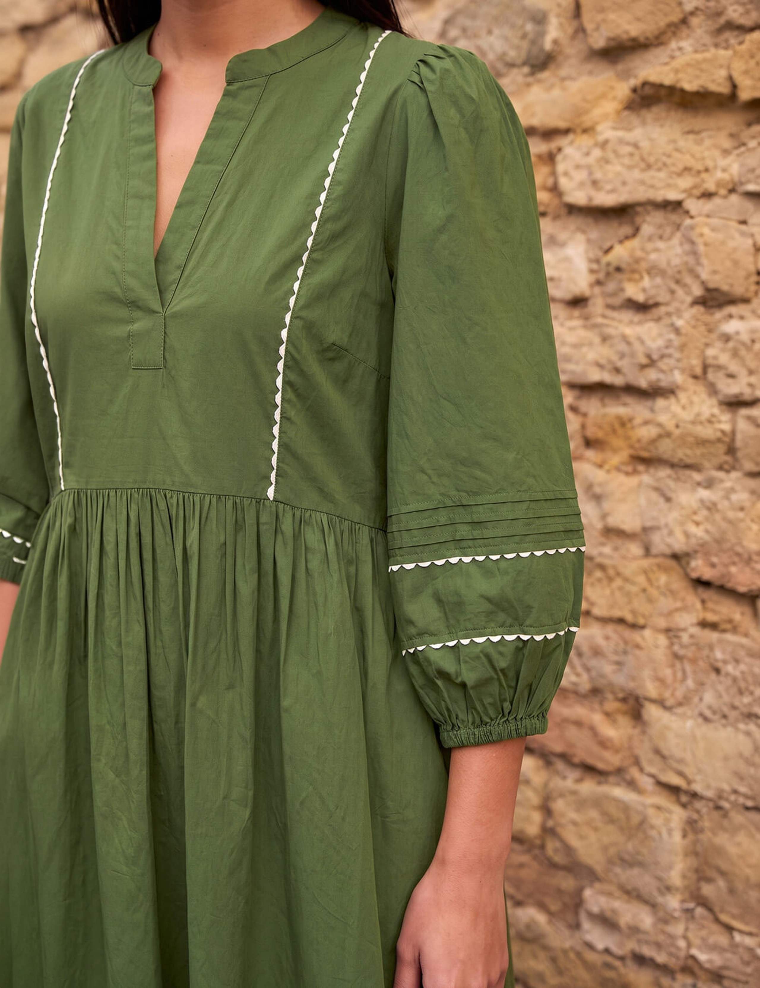 Pure Cotton Ric Rac Collared Midi Dress 4 of 4