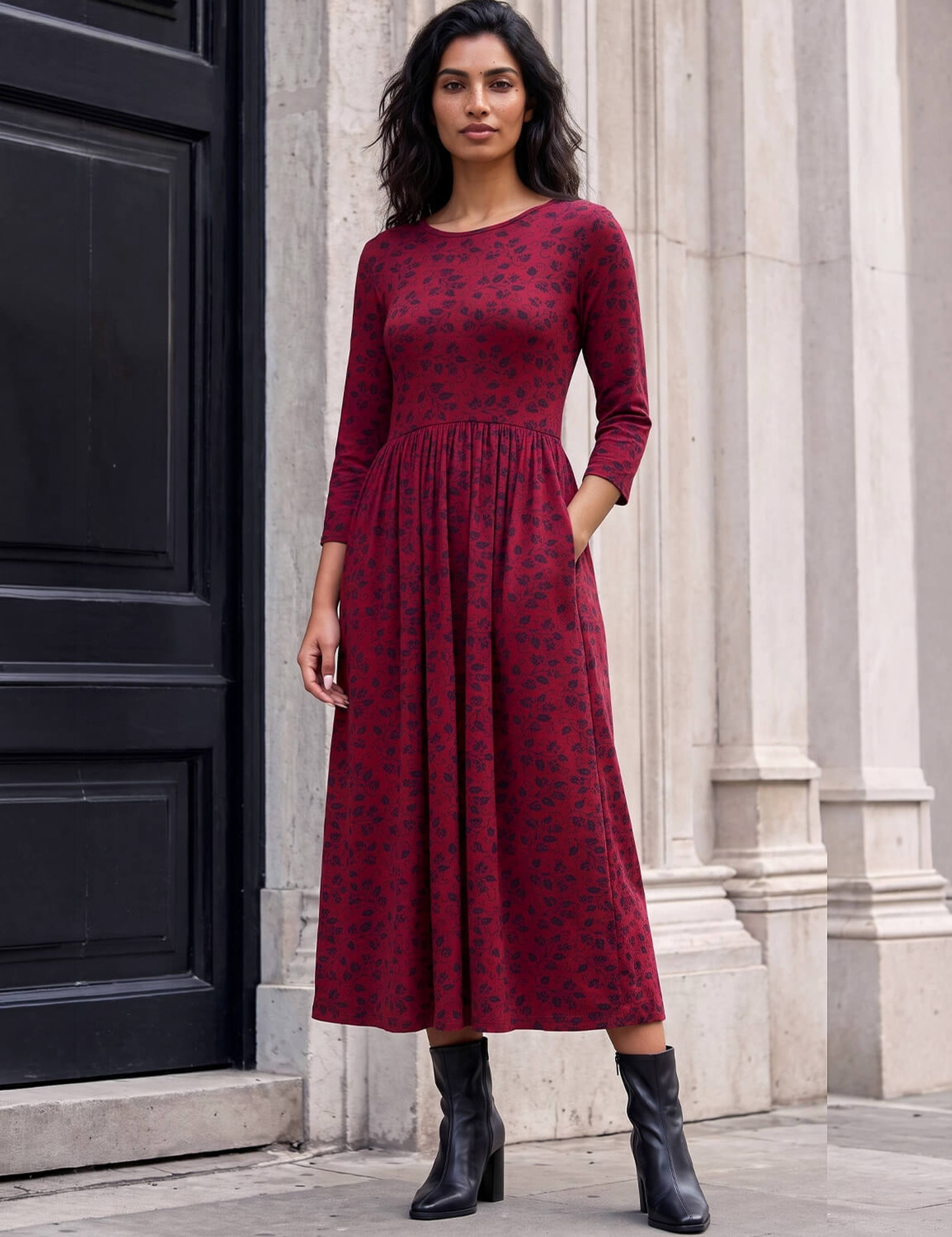 Printed Pocket Fit And Flare Dress 2 of 4
