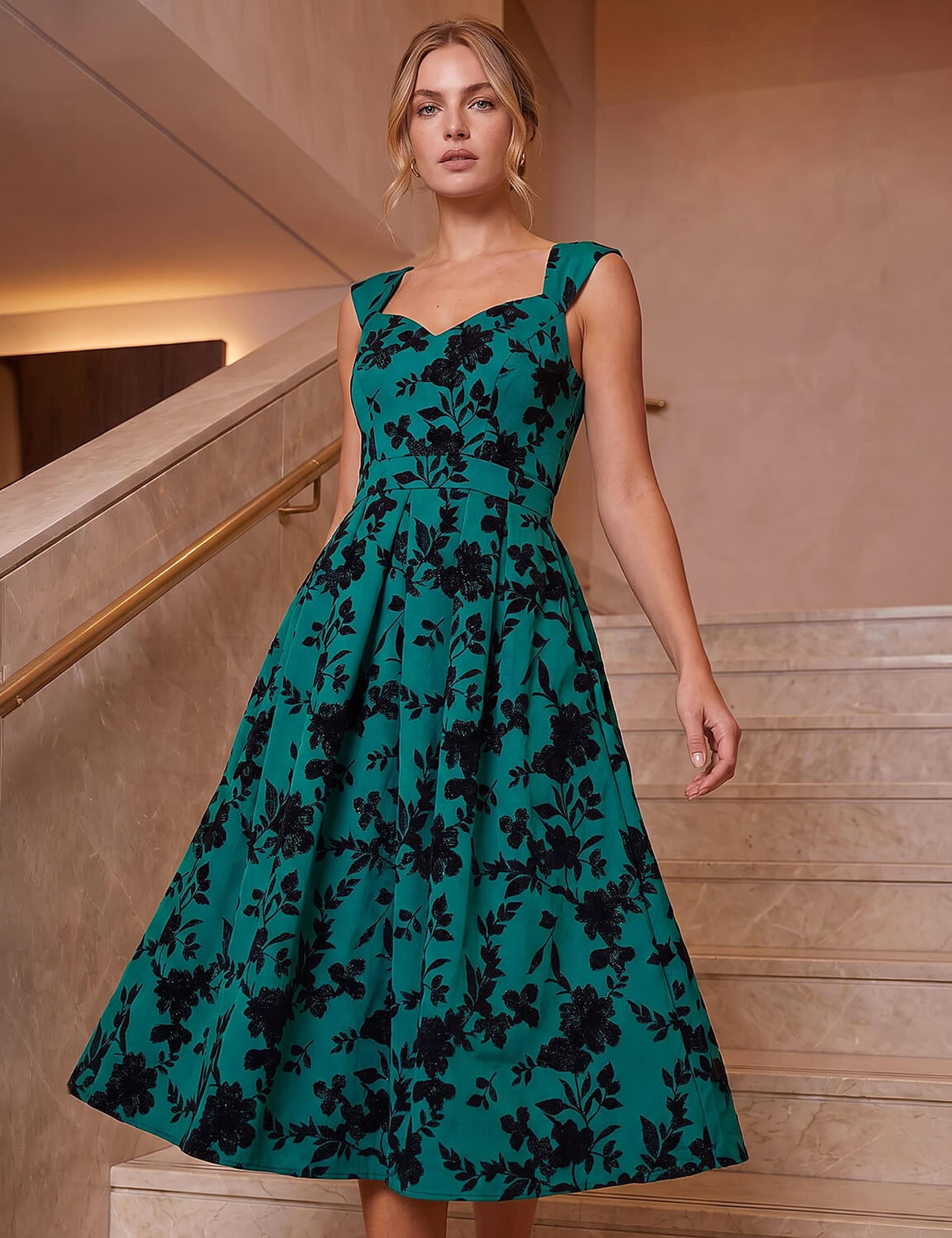 Glitter Floral Flock Dress 2 of 4