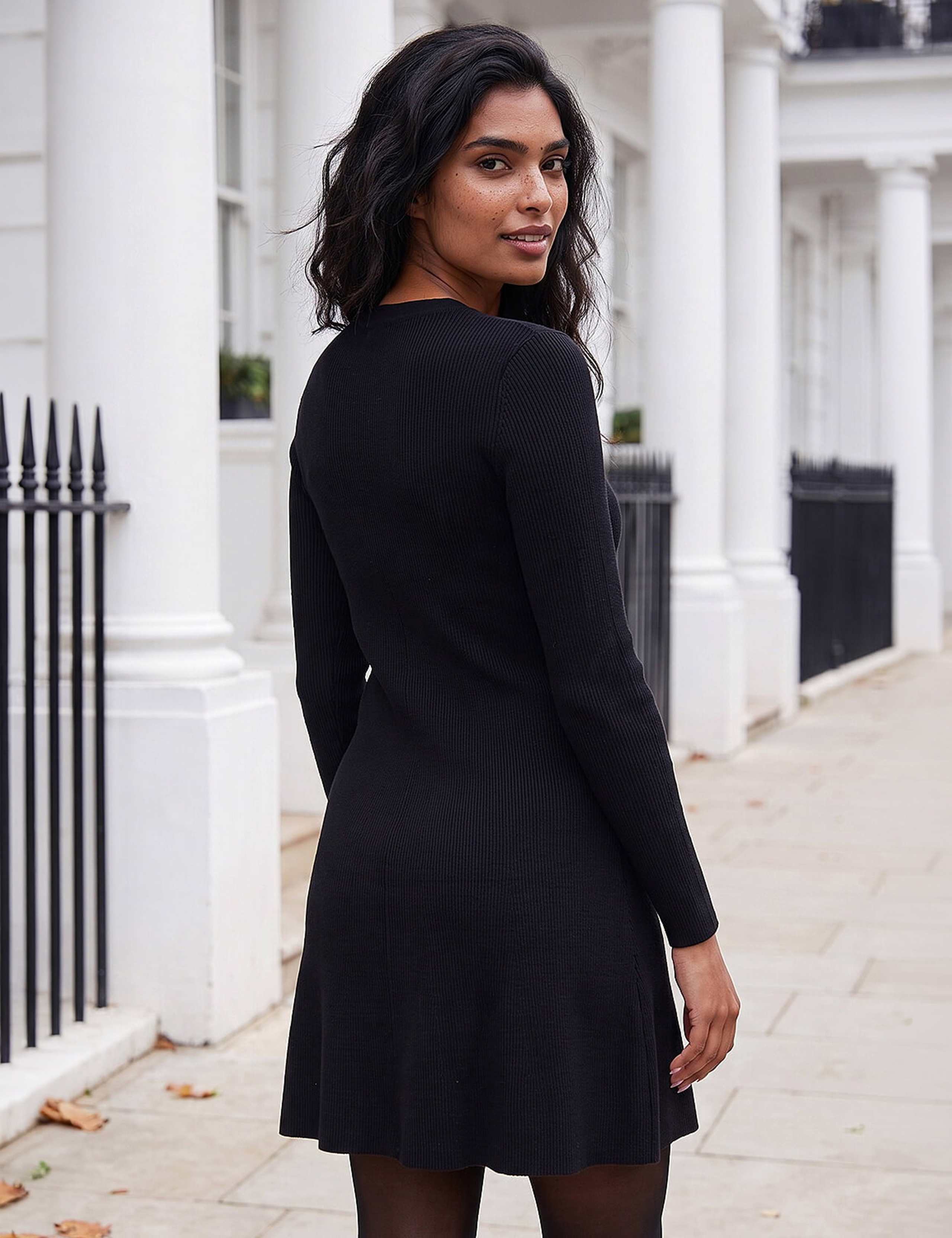 Knitted Button Detail Knee Length Dress 3 of 4
