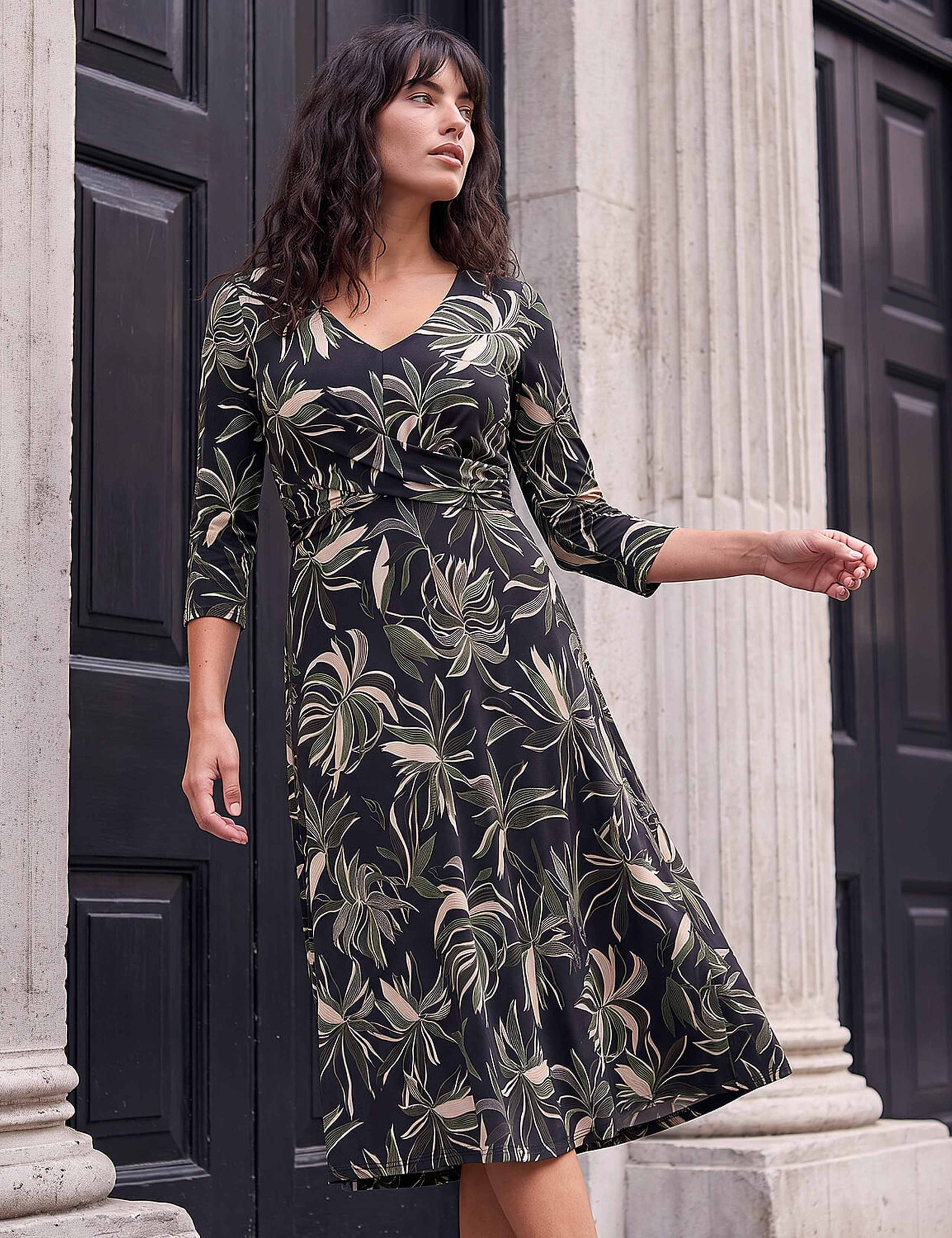 Leaf Print Knee Length Dress 2 of 4