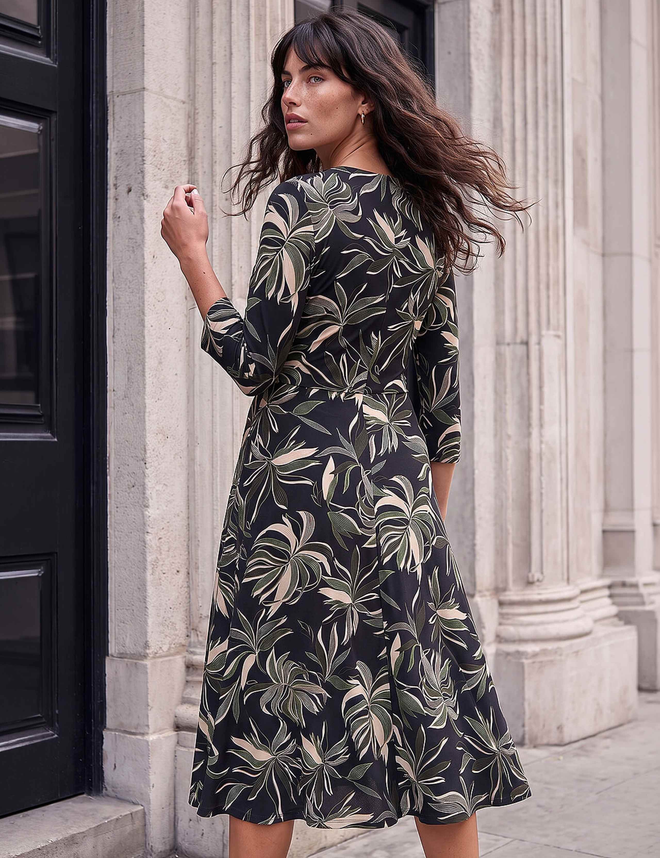 Leaf Print Knee Length Dress 3 of 4