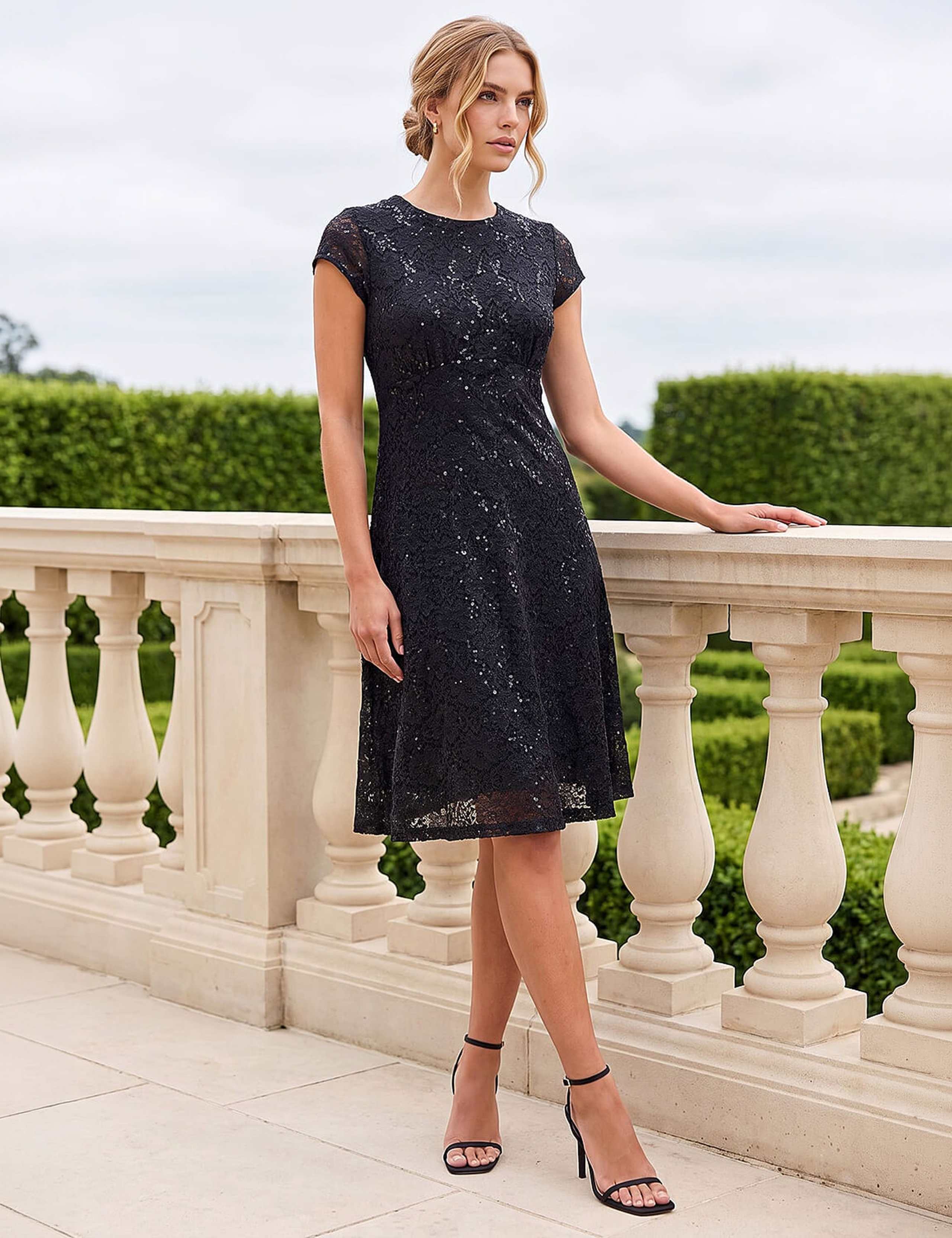 Sequin Lace Knee Length Dress 2 of 4