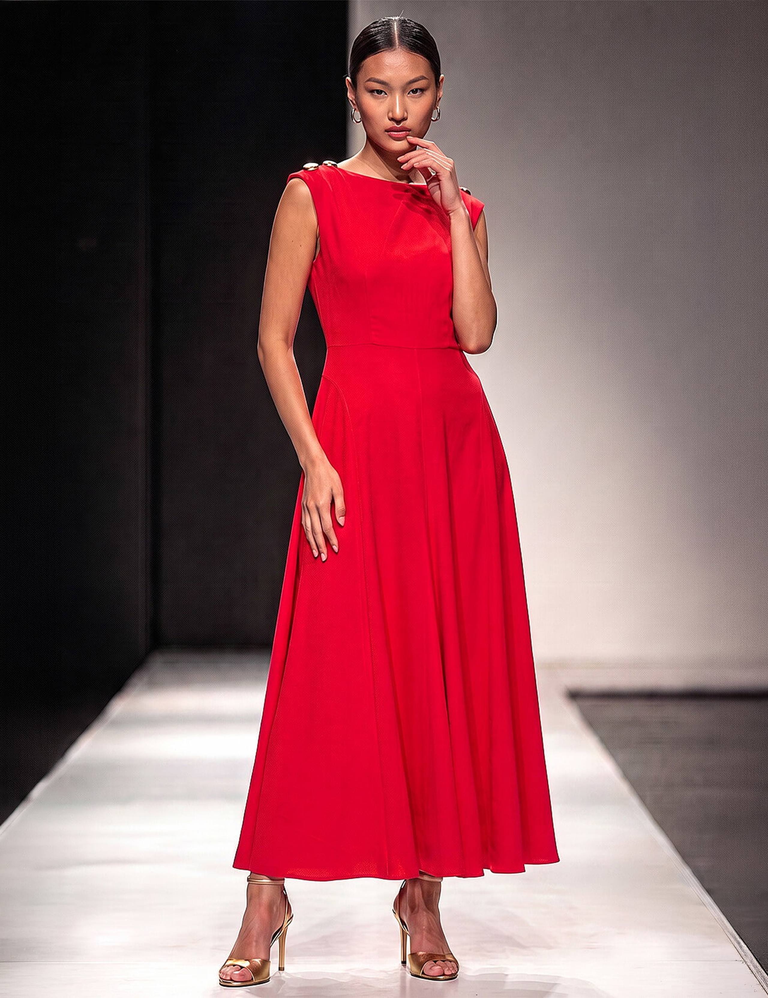 Metal Work Crepe Midi Dress 1 of 4