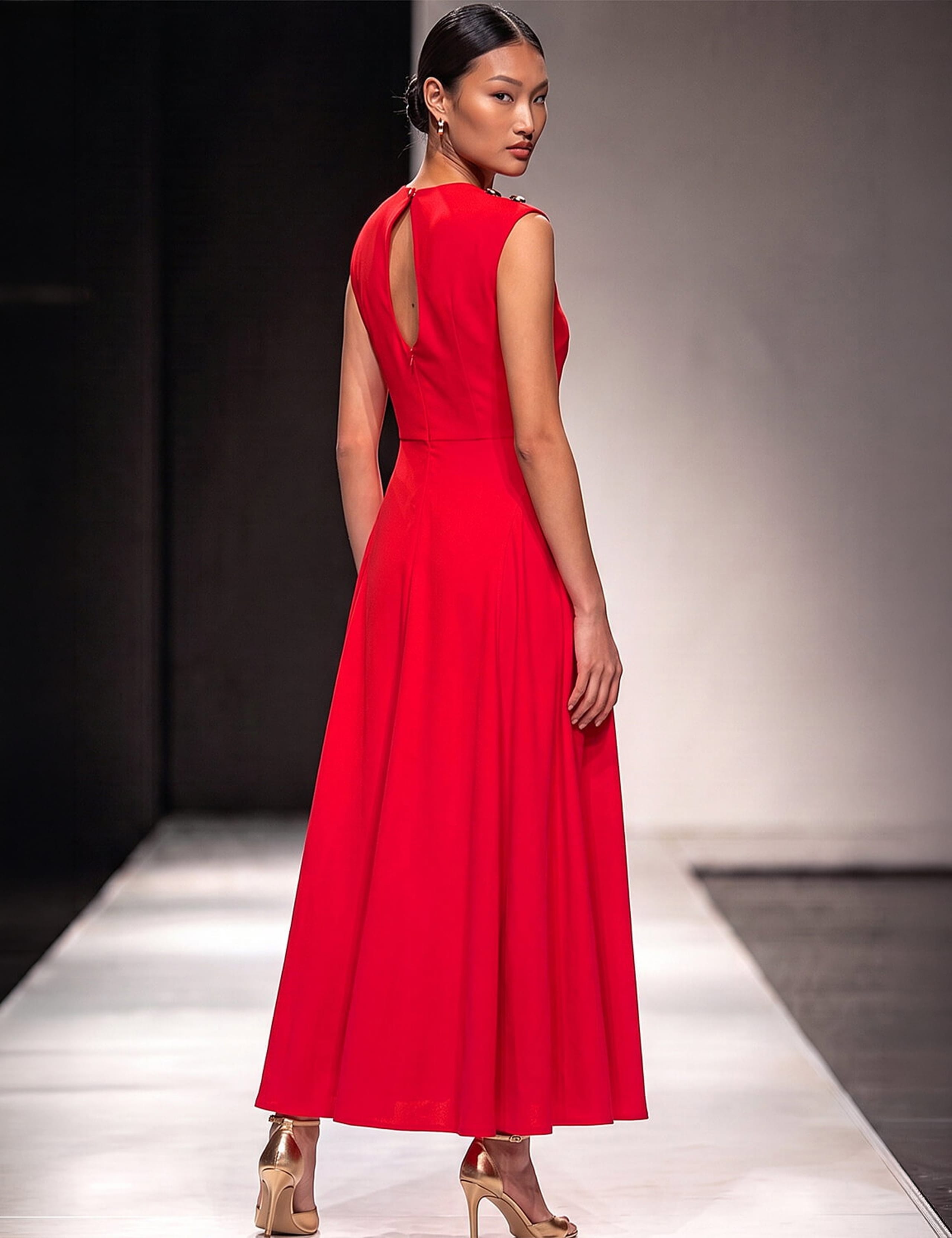 Metal Work Crepe Midi Dress 3 of 4