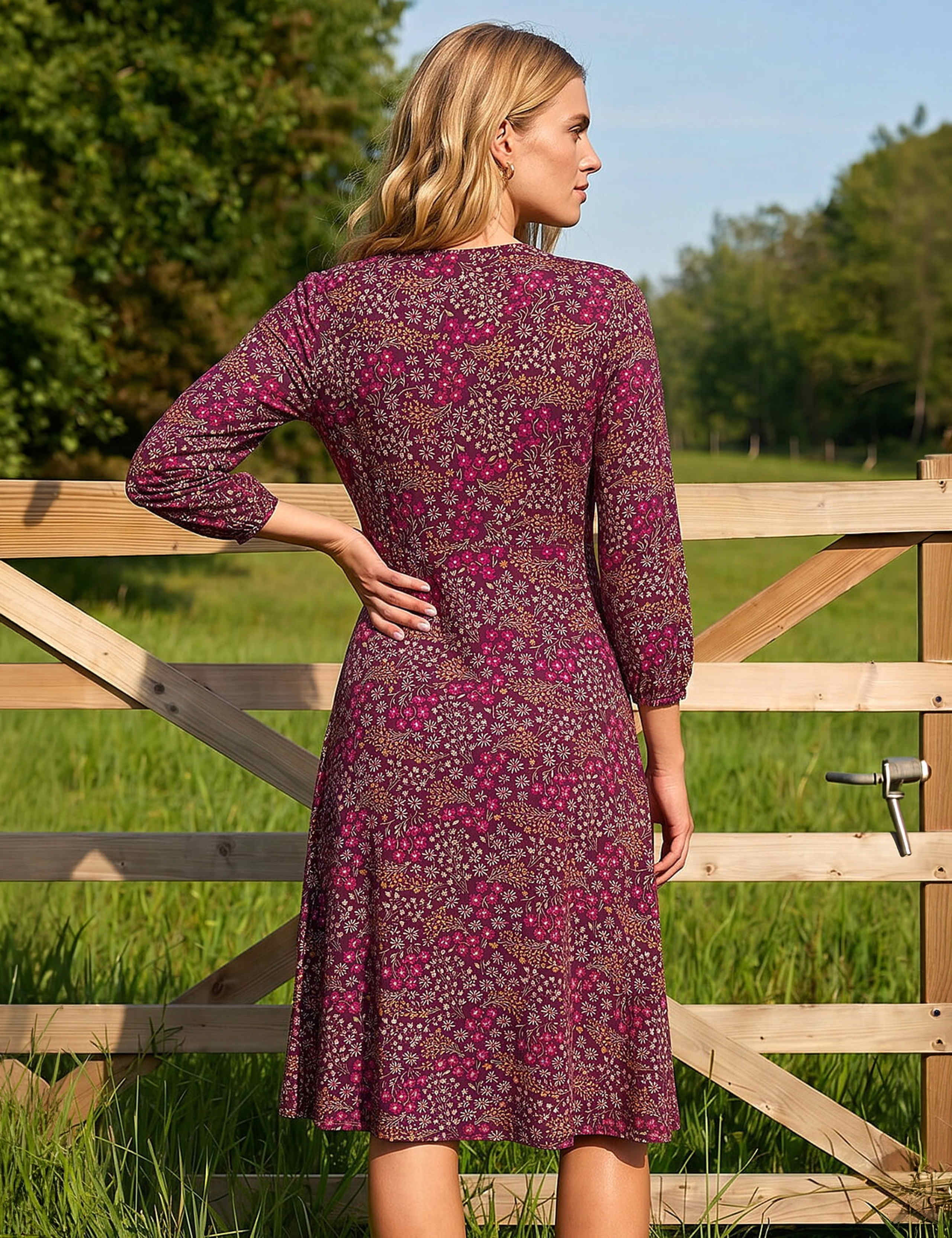 Square Neck Ditsy Floral Dress 1 of 3
