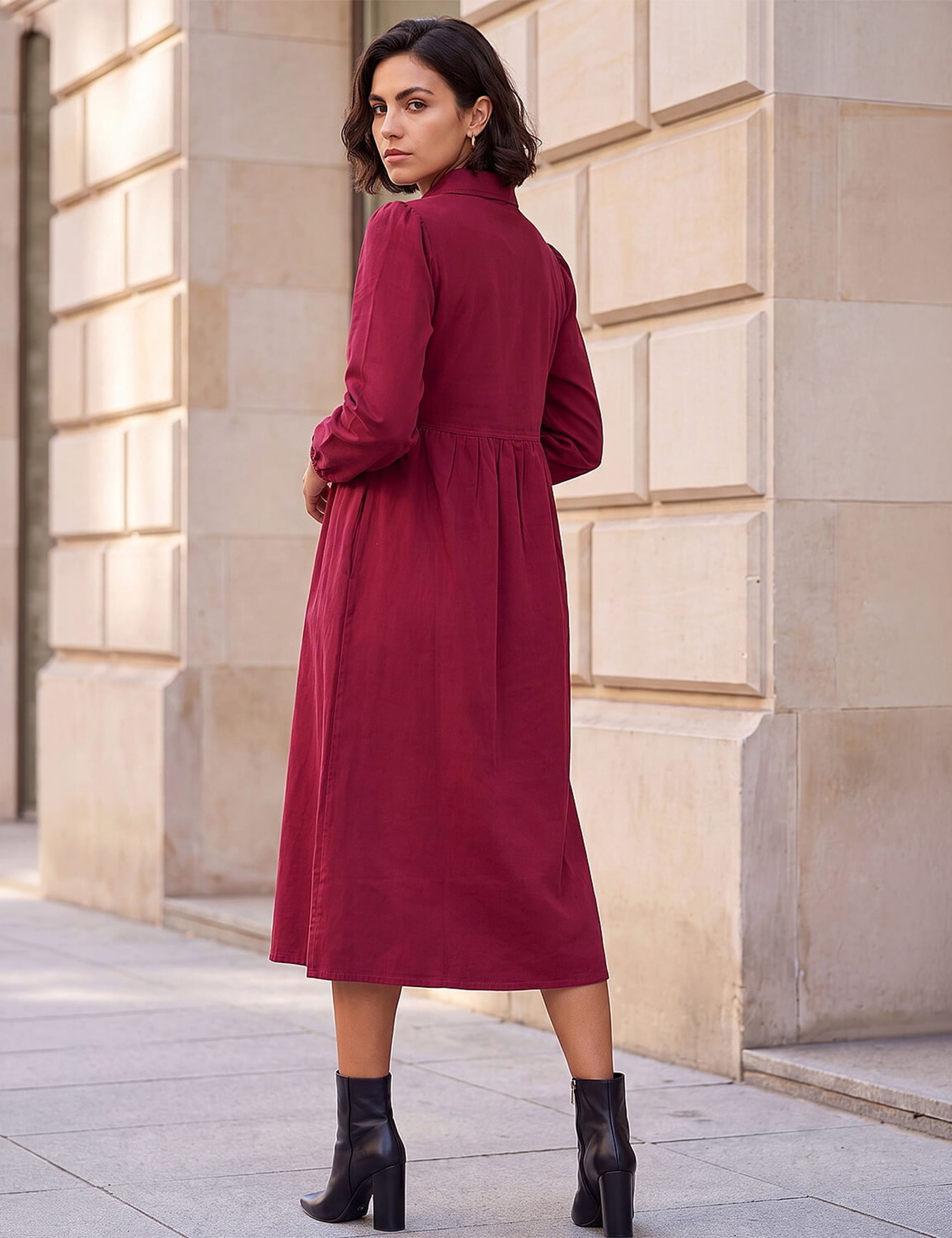 Pure Cotton Collared Zip Up Midi Dress 2 of 4