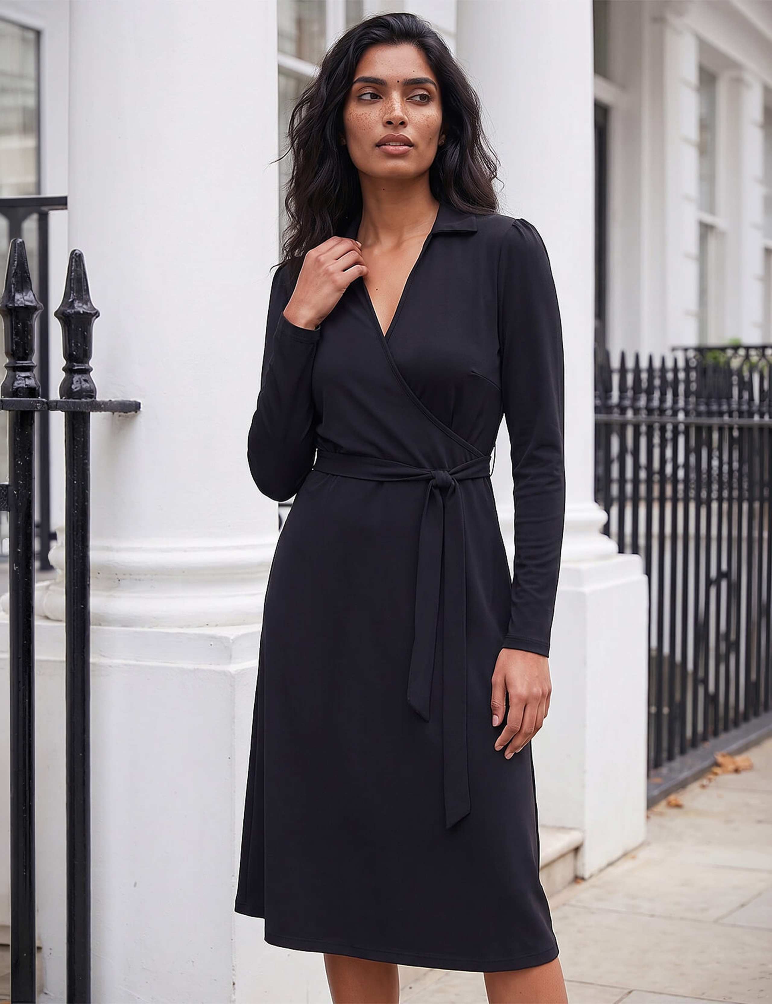 V-Neck Midi Wrap Dress 2 of 4