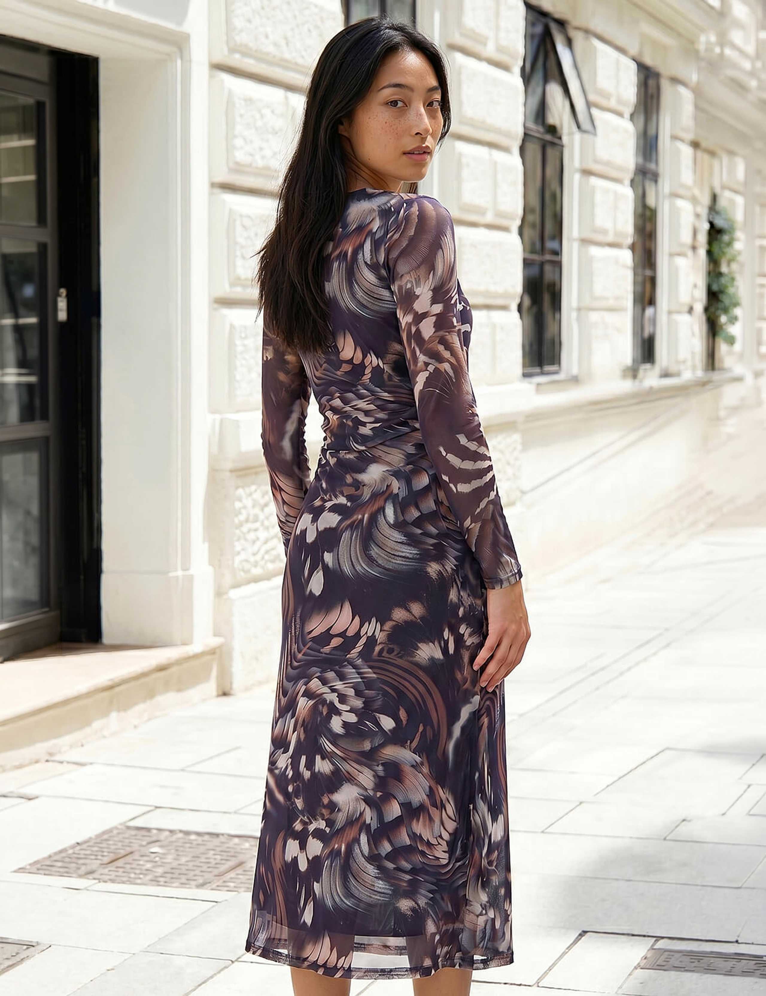 Petite Abstract Mesh Midi Dress 3 of 4