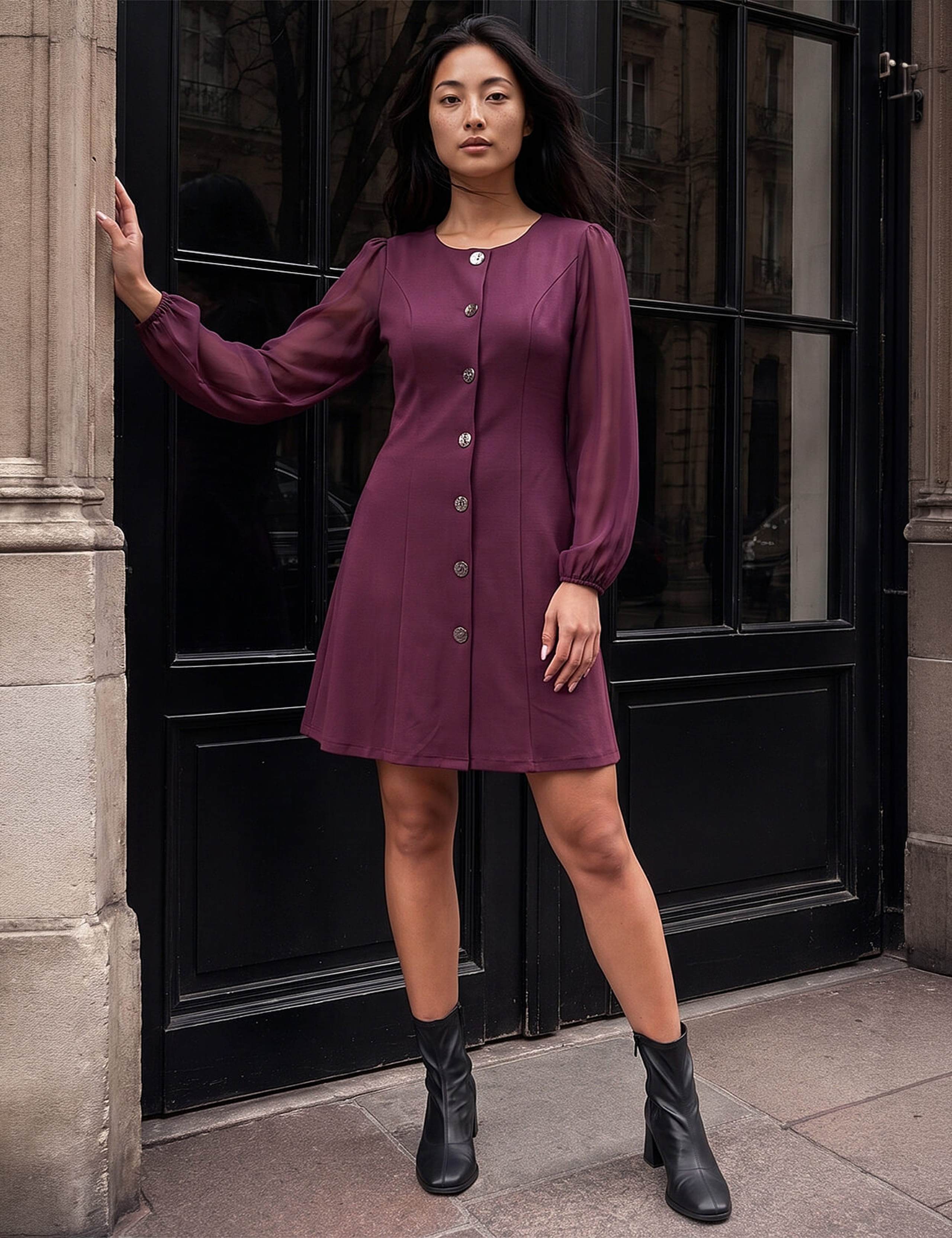 Petite Button Through Knee Length Dress 2 of 4