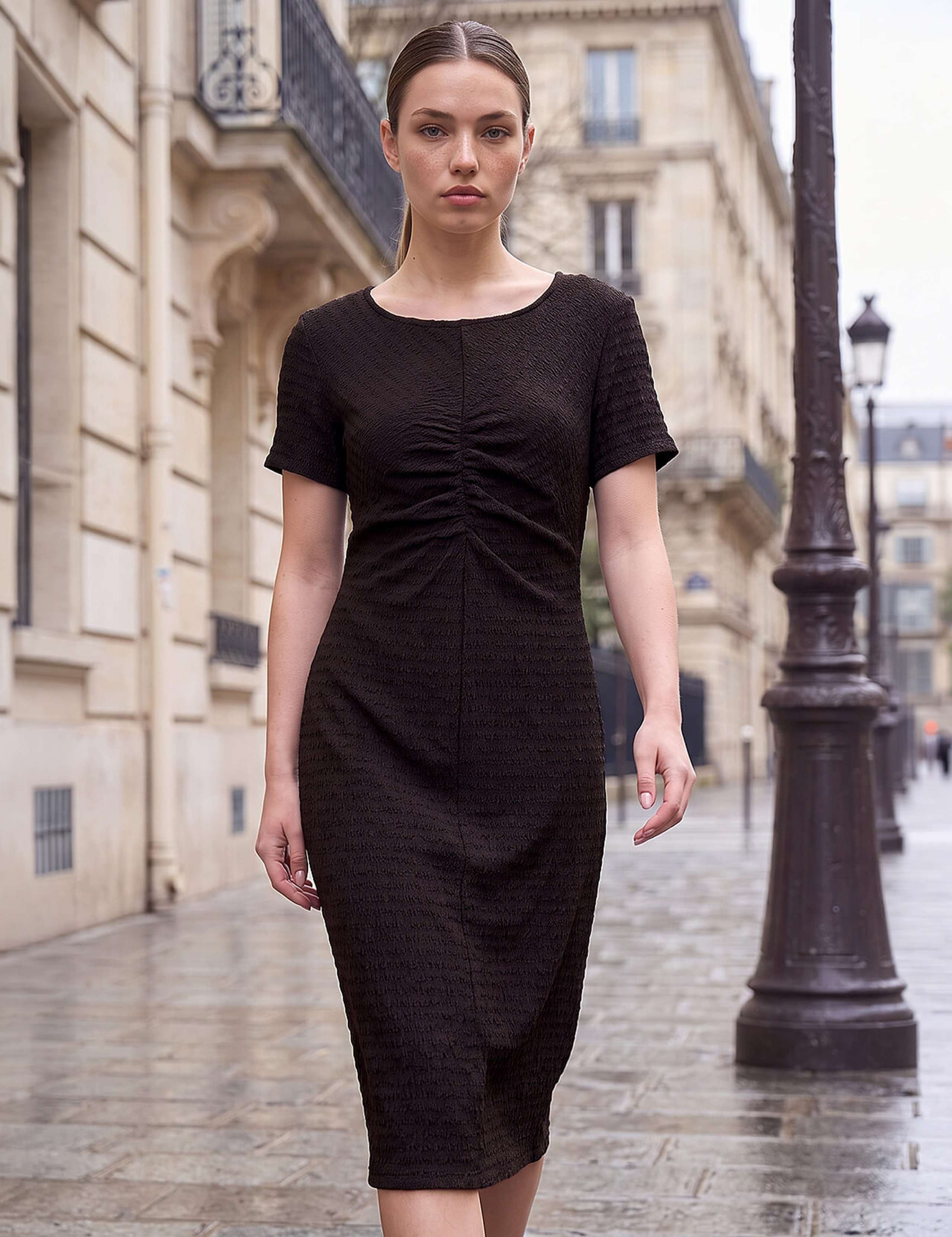Petite Ruched Front Midi Dress 3 of 4