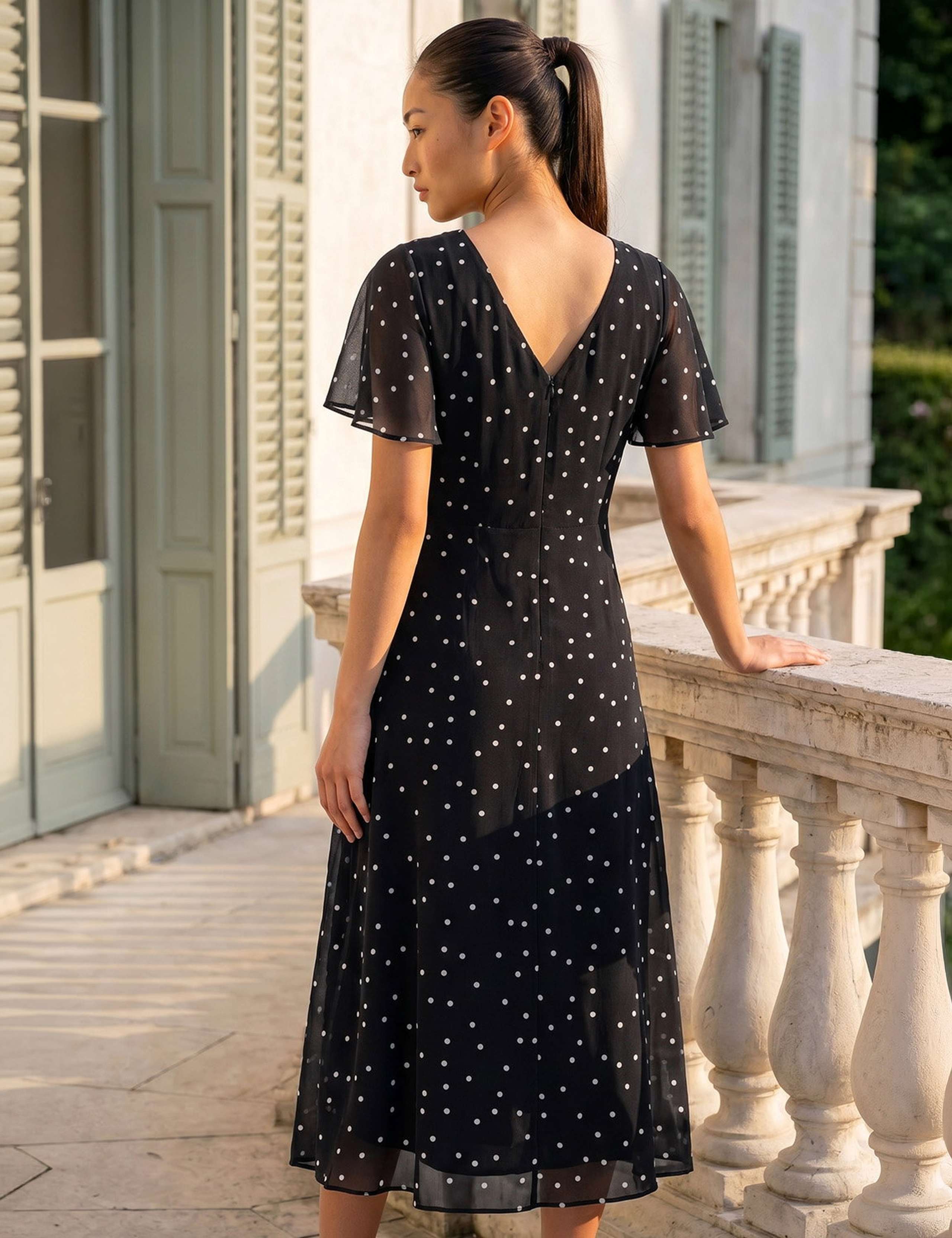 Petite Spot Print Chiffon Midi Dress 3 of 4