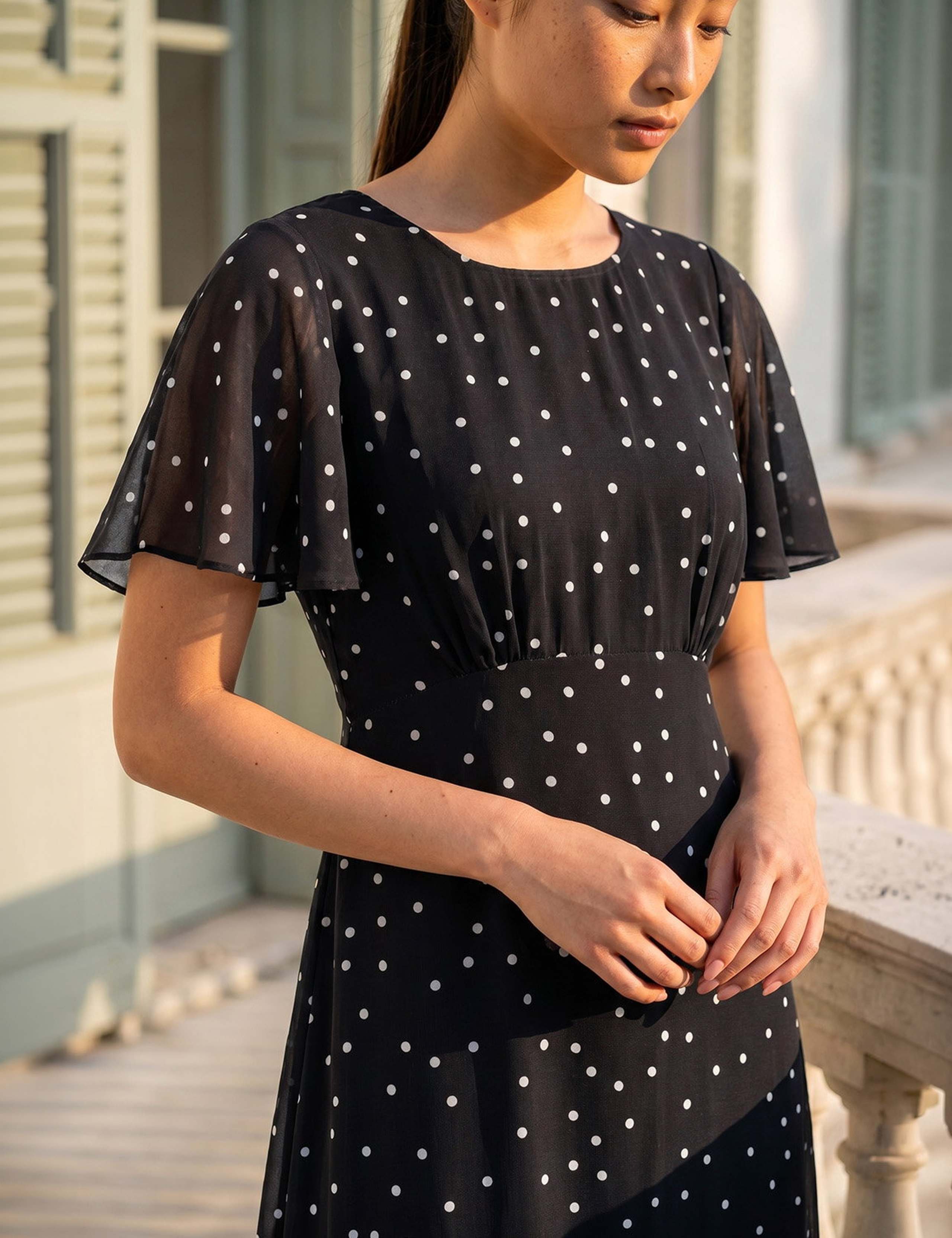 Petite Spot Print Chiffon Midi Dress 4 of 4