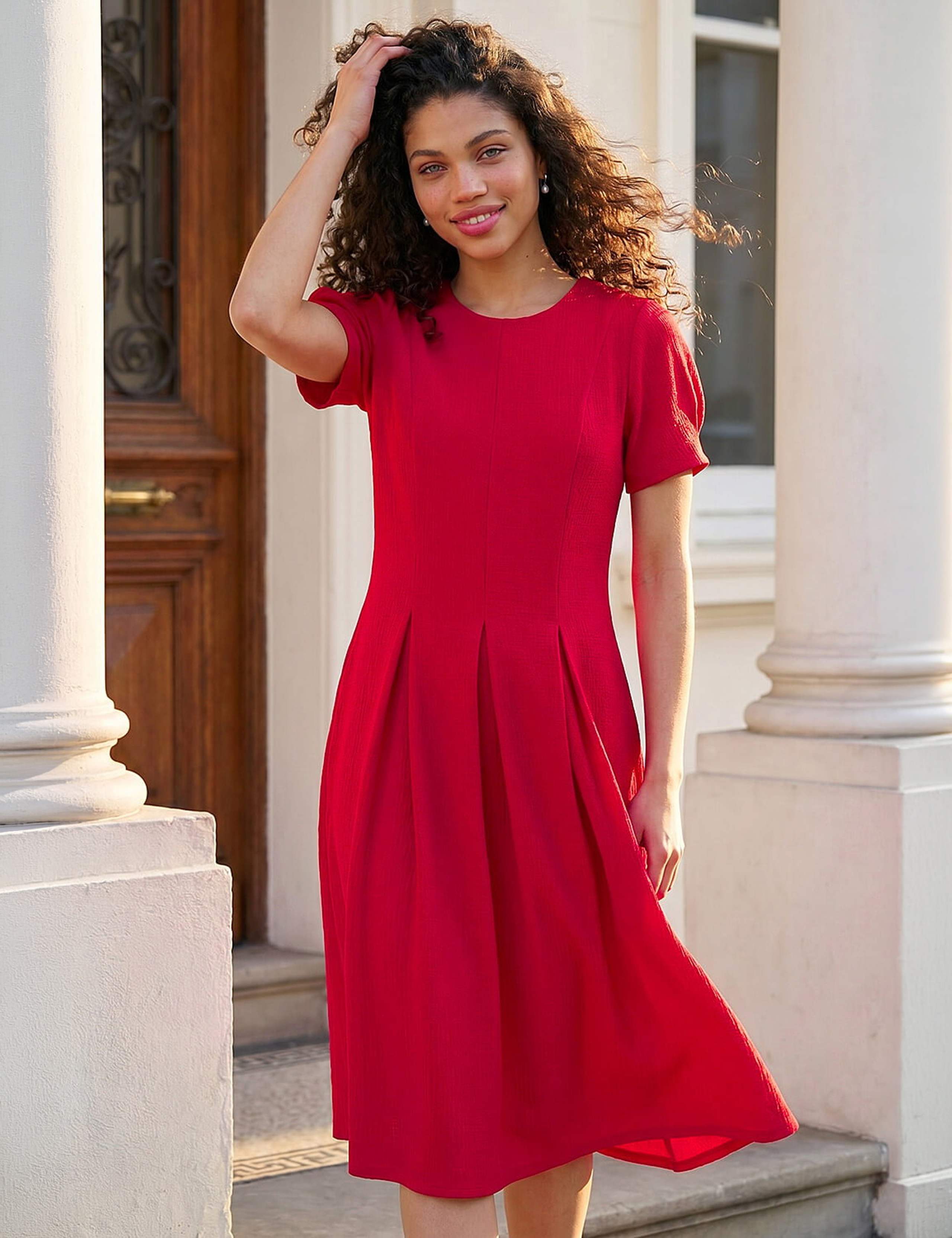 Petite Textured Midi Skater Dress 2 of 4