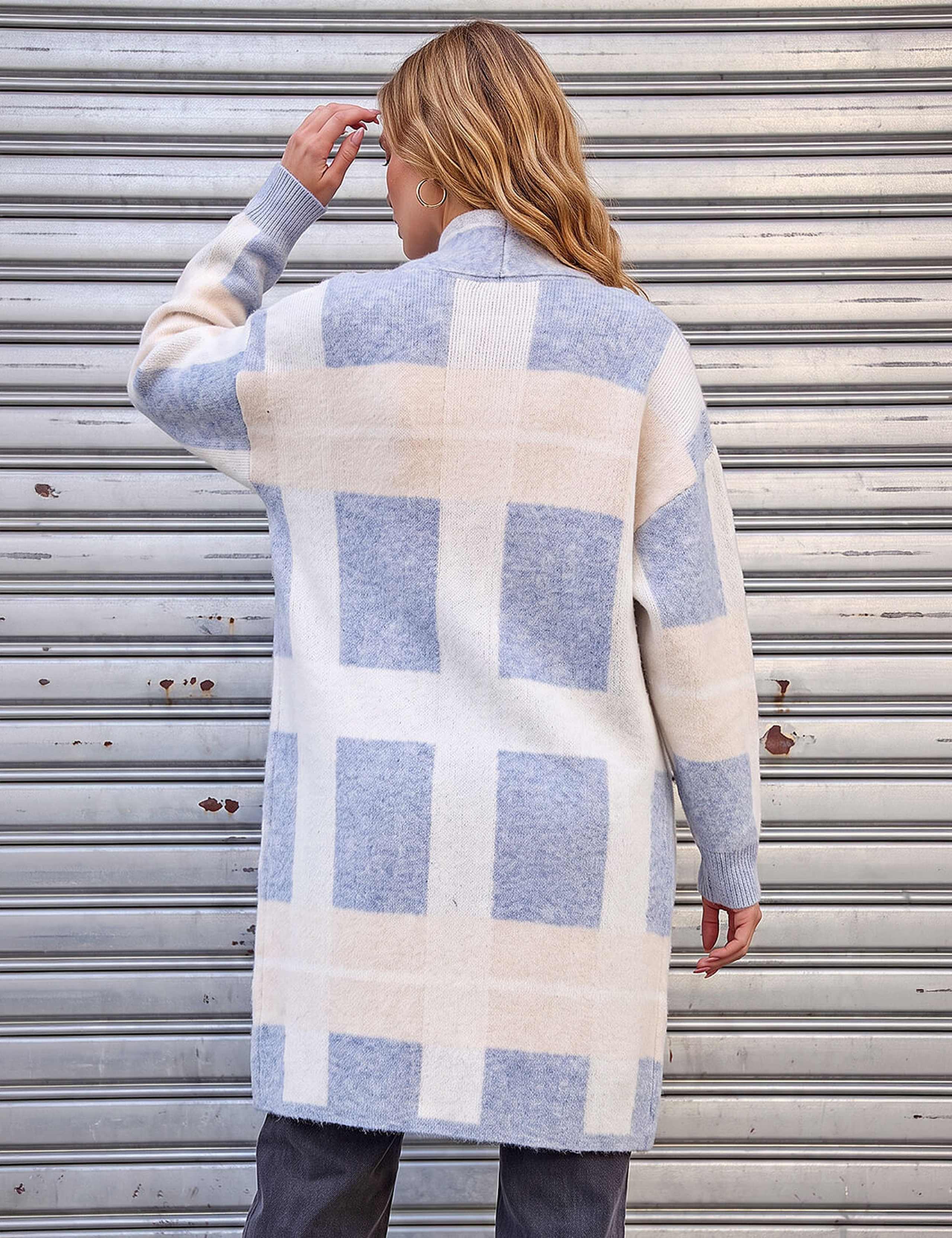 Checked Longline Pocket Detail Cardigan 3 of 4