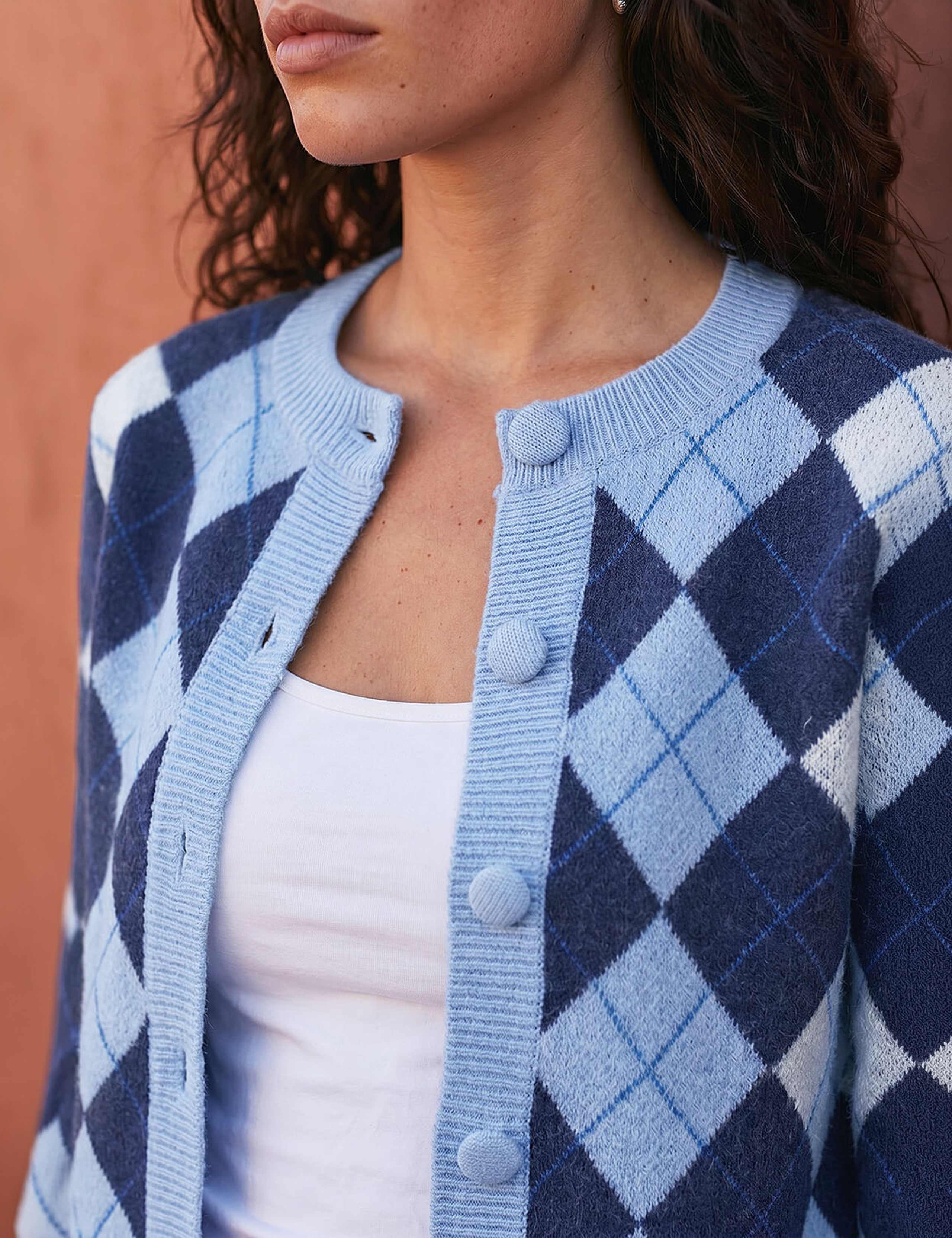 Argyle Button Detail Cardigan 4 of 4