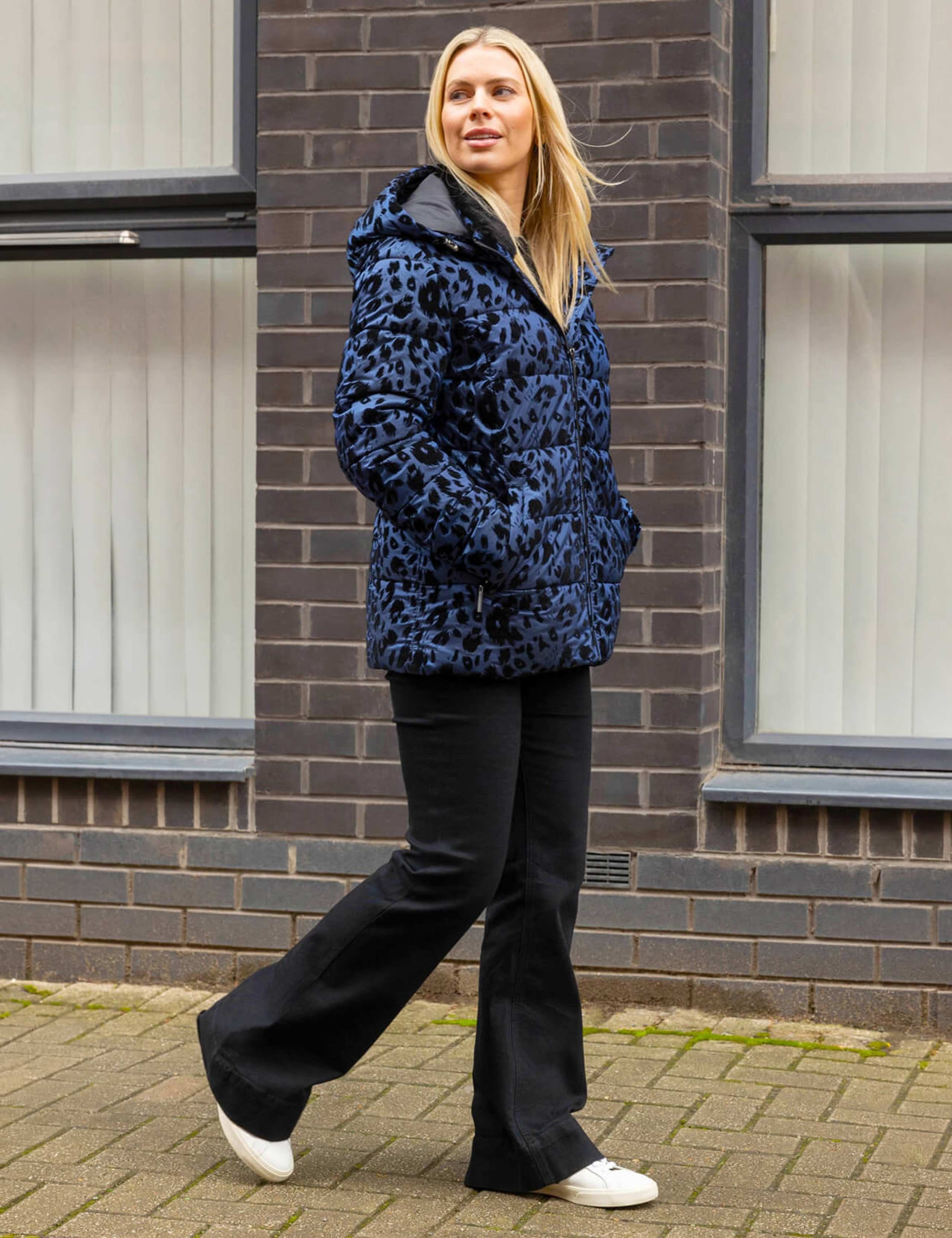 Animal Print Hooded Cropped Coat 4 of 4