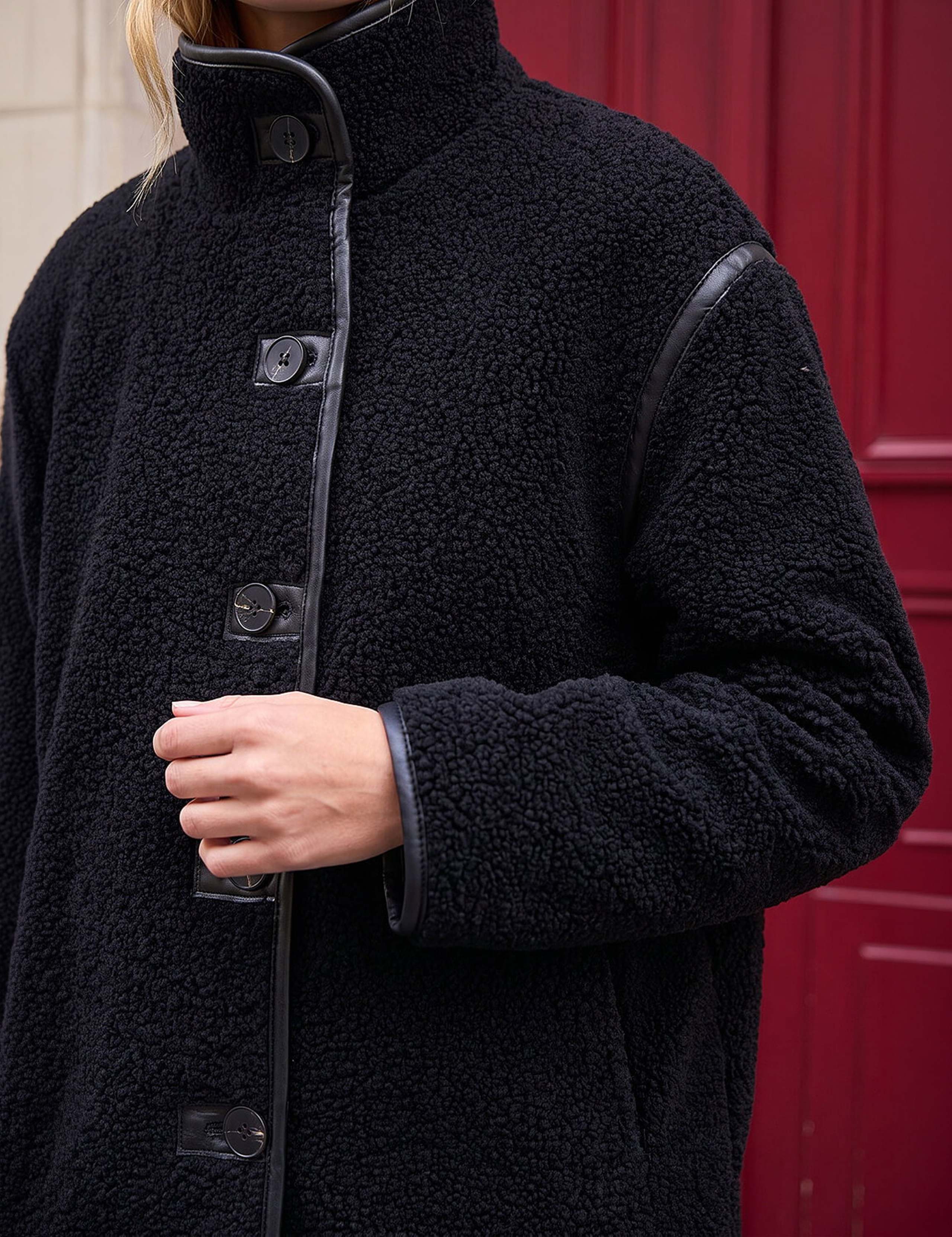 Borg Contrast Piping Coat 3 of 4