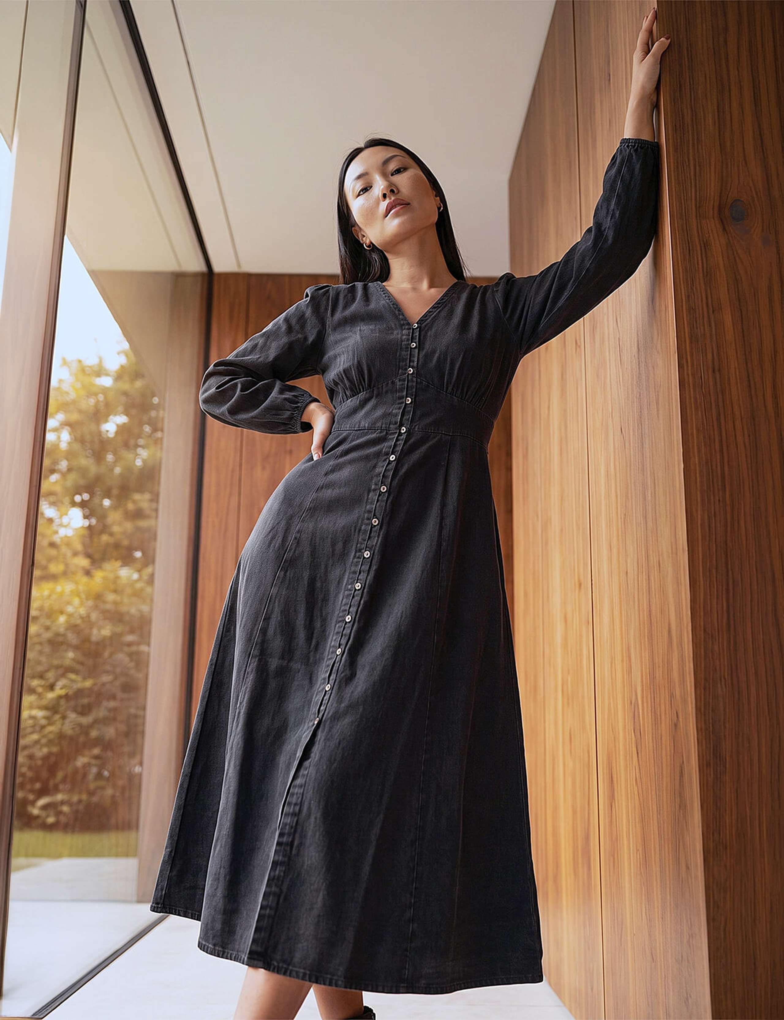 Pure Cotton Button Through Midi Dress 2 of 4