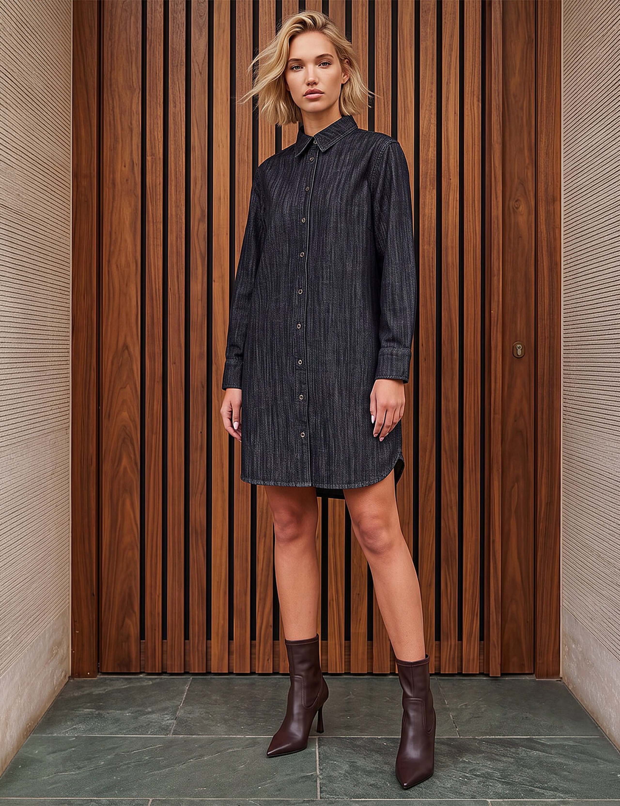 Pure Cotton Button Through Knee Length Shirt Dress 2 of 4