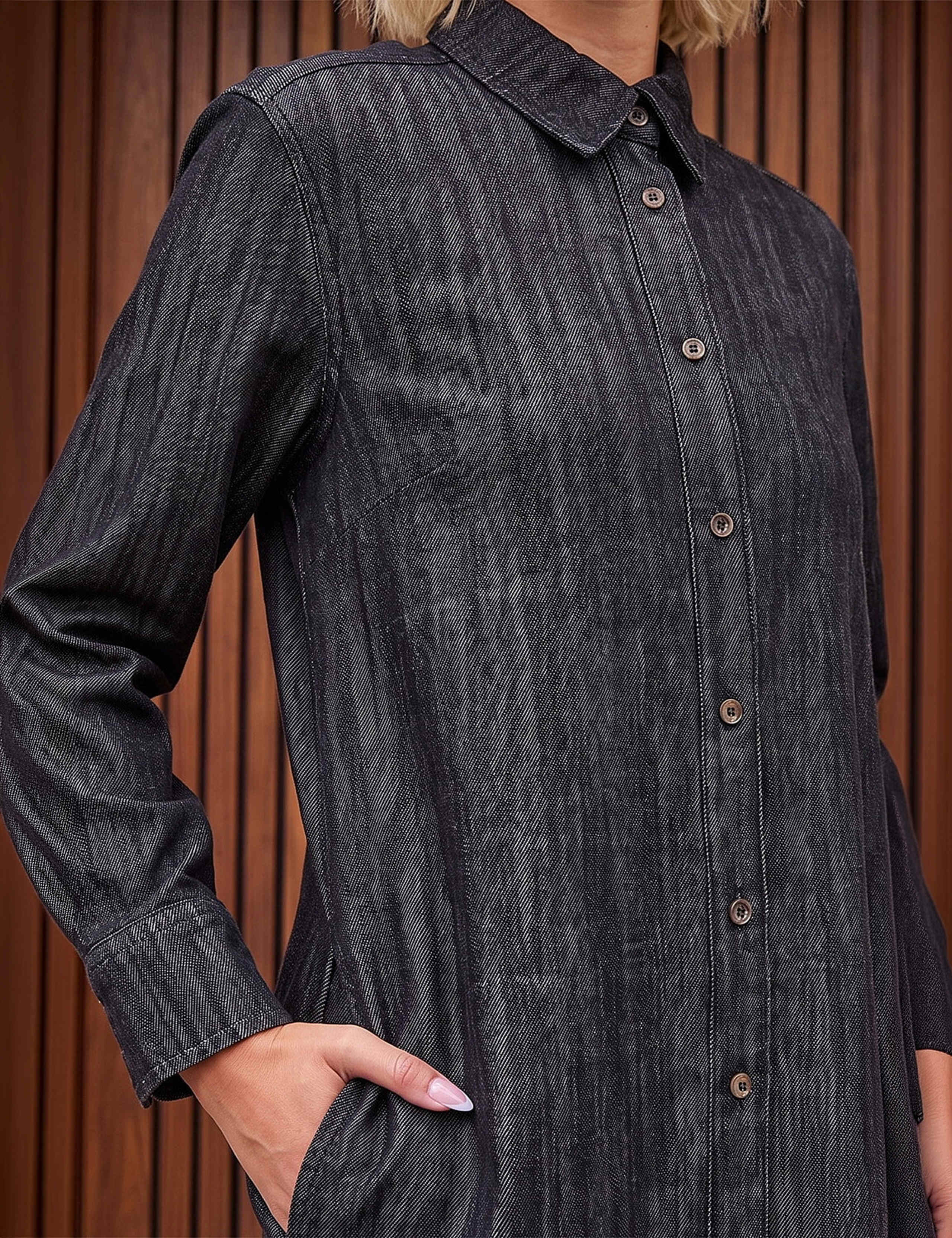 Pure Cotton Button Through Knee Length Shirt Dress 4 of 4