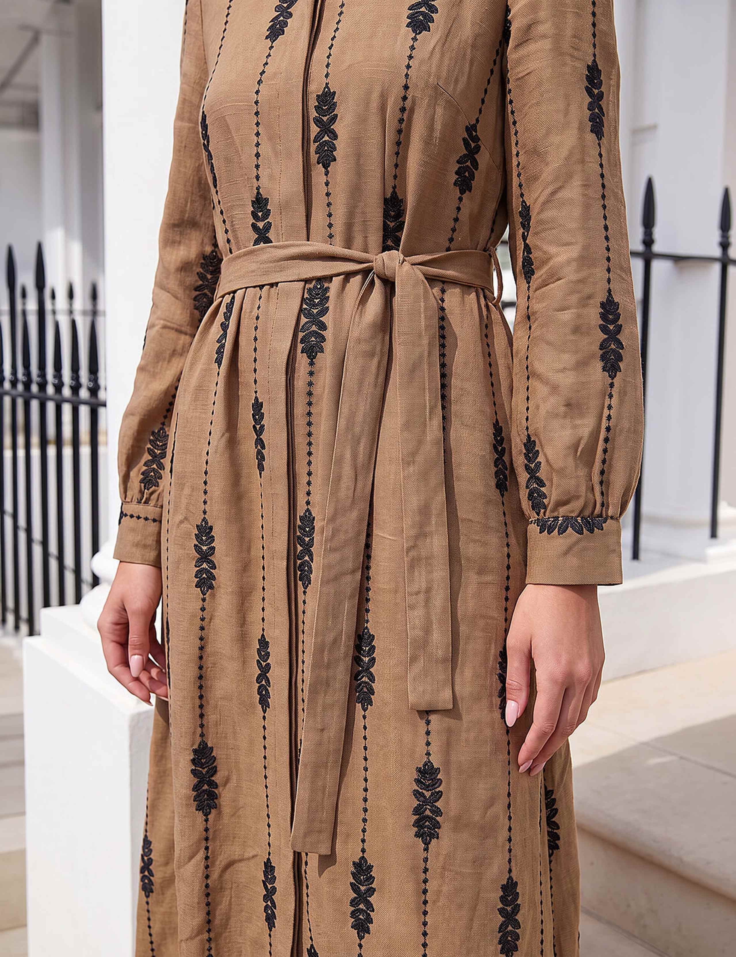 Embroidered Belted Midi Dress 4 of 4