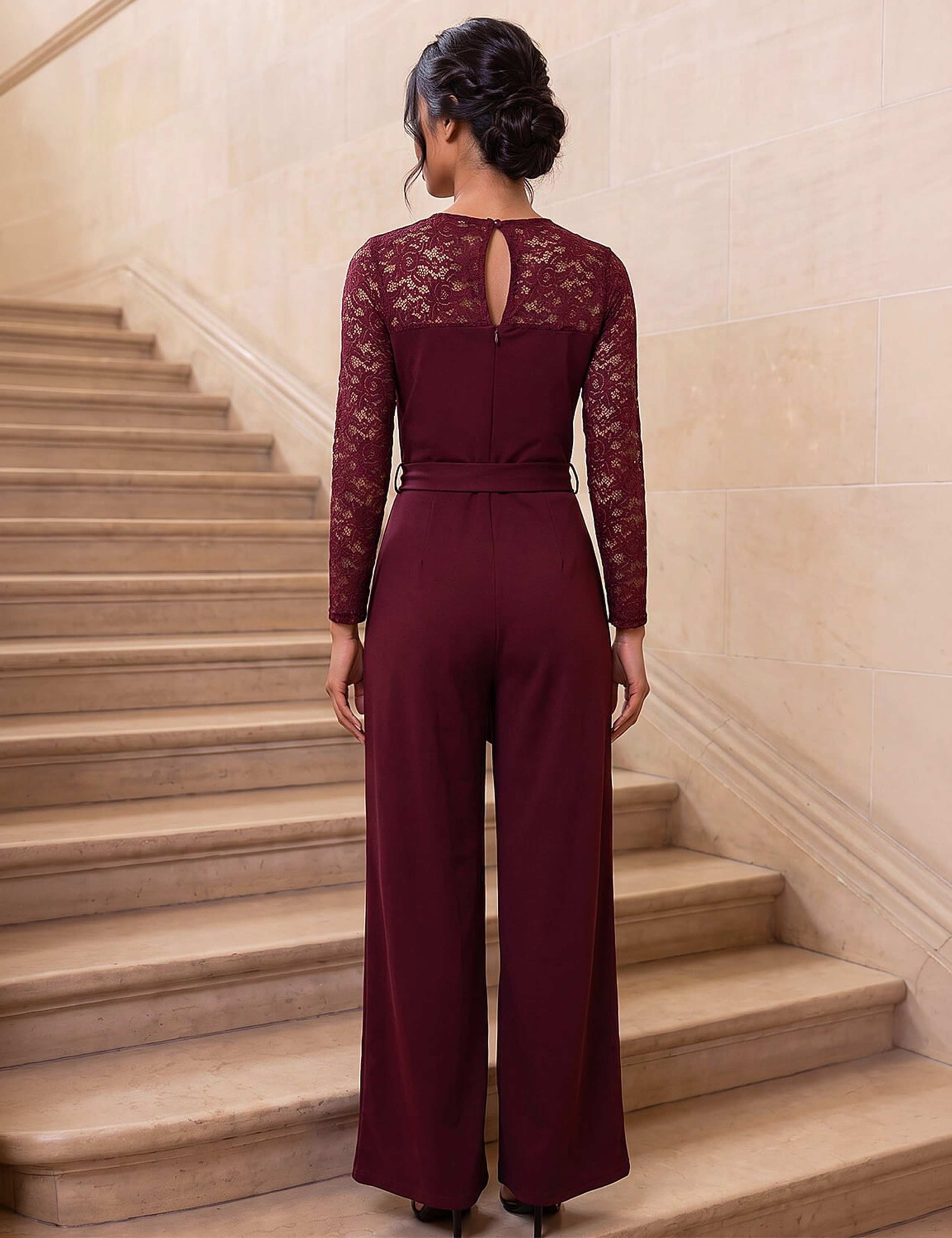 Lace 3/4 Sleeve Cropped Jumpsuit 3 of 4