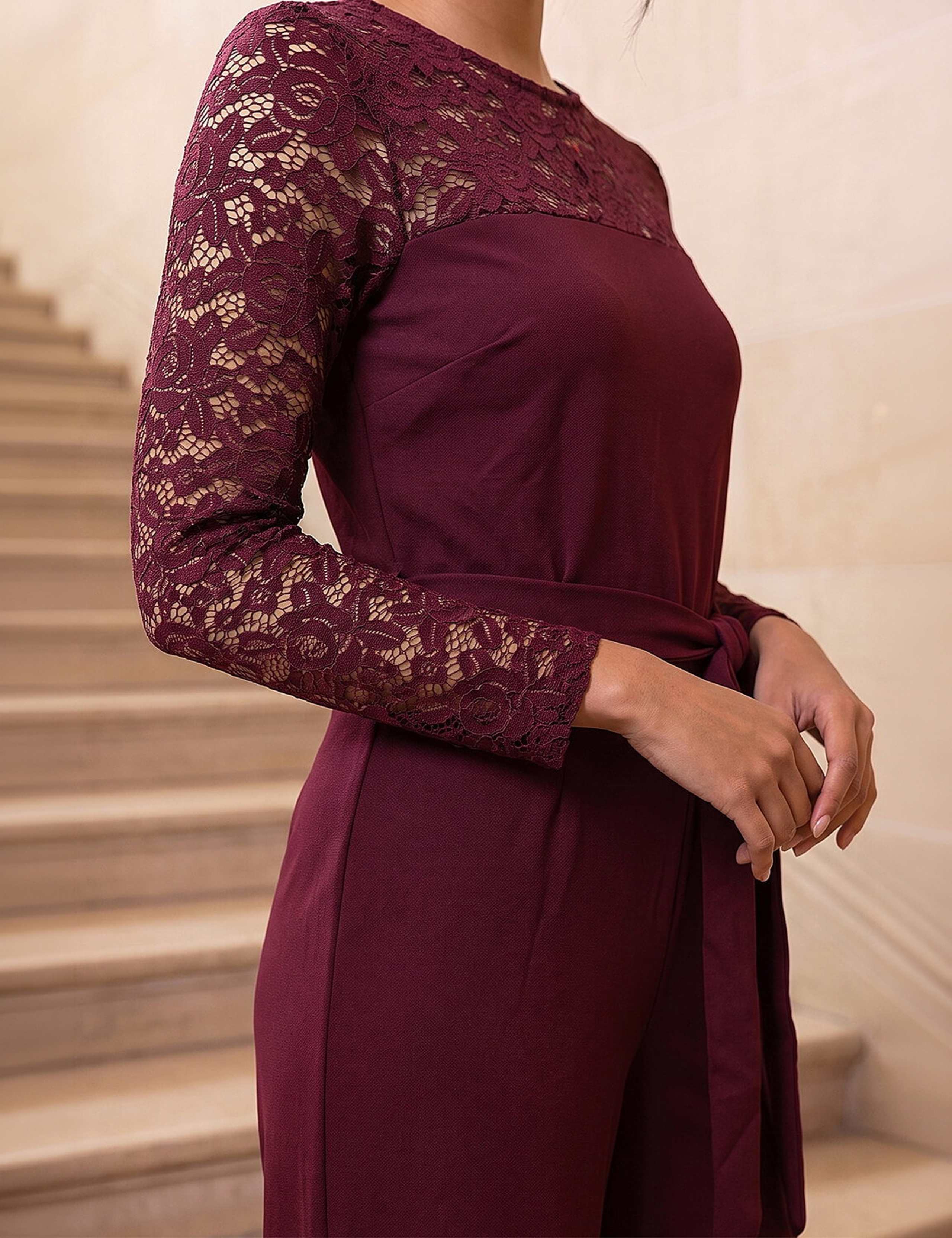 Lace 3/4 Sleeve Cropped Jumpsuit 4 of 4