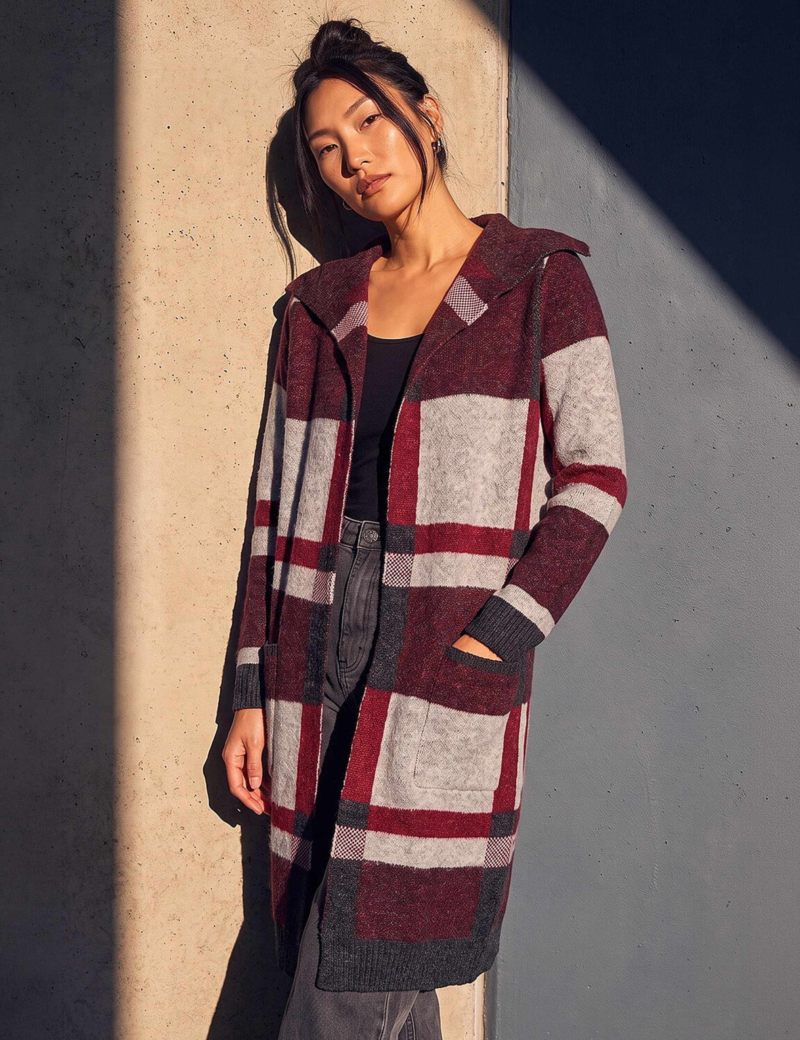 Checked Longline Cardigan 1 of 4