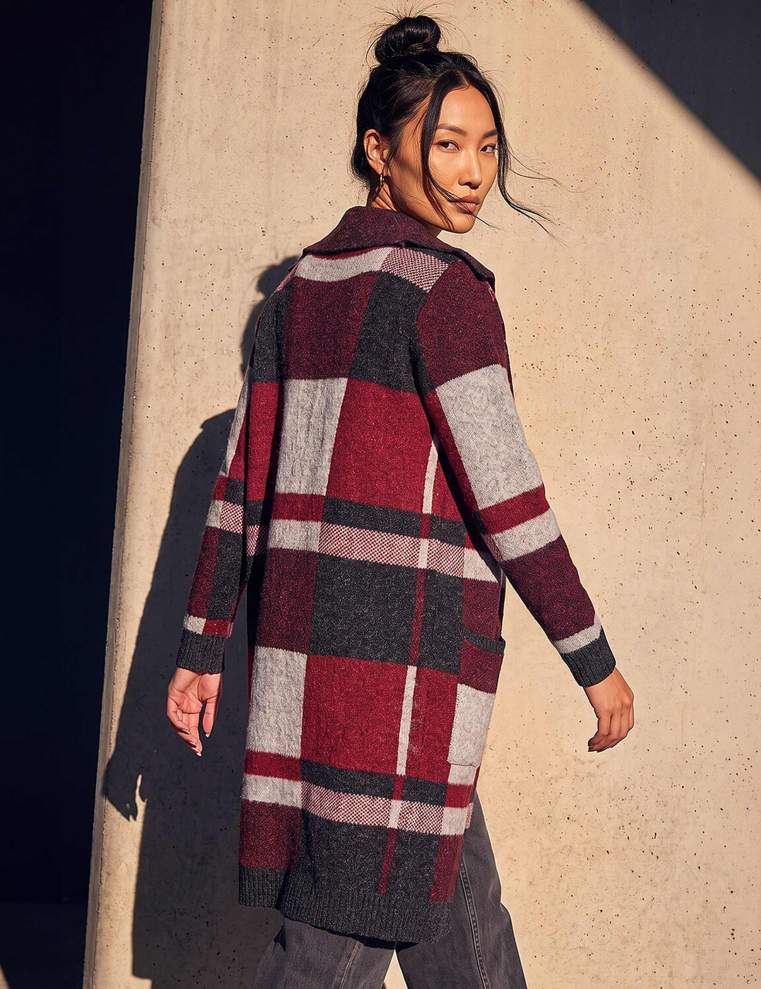 Checked Longline Cardigan 3 of 4