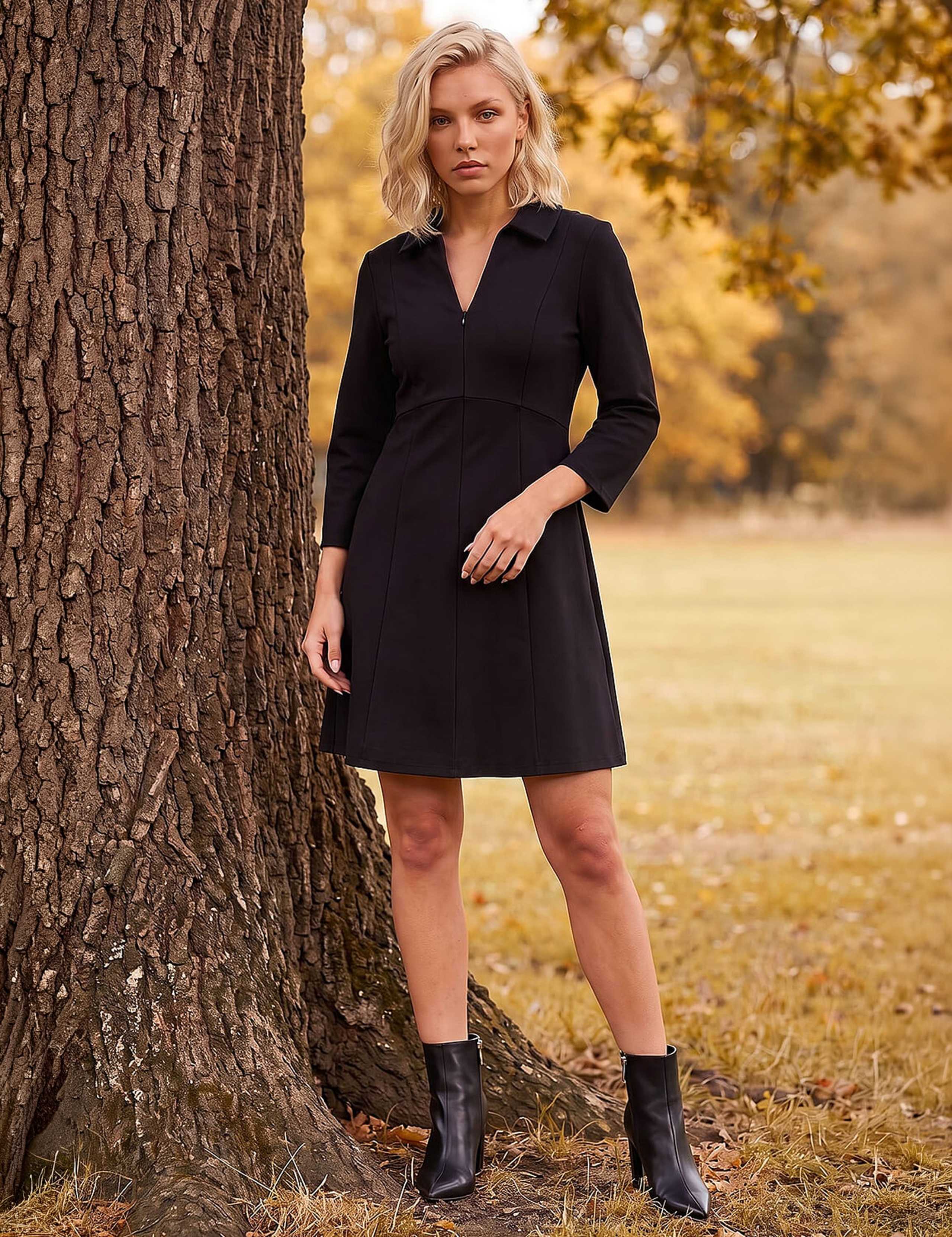 Petite Zip Front Skater Dress 1 of 4