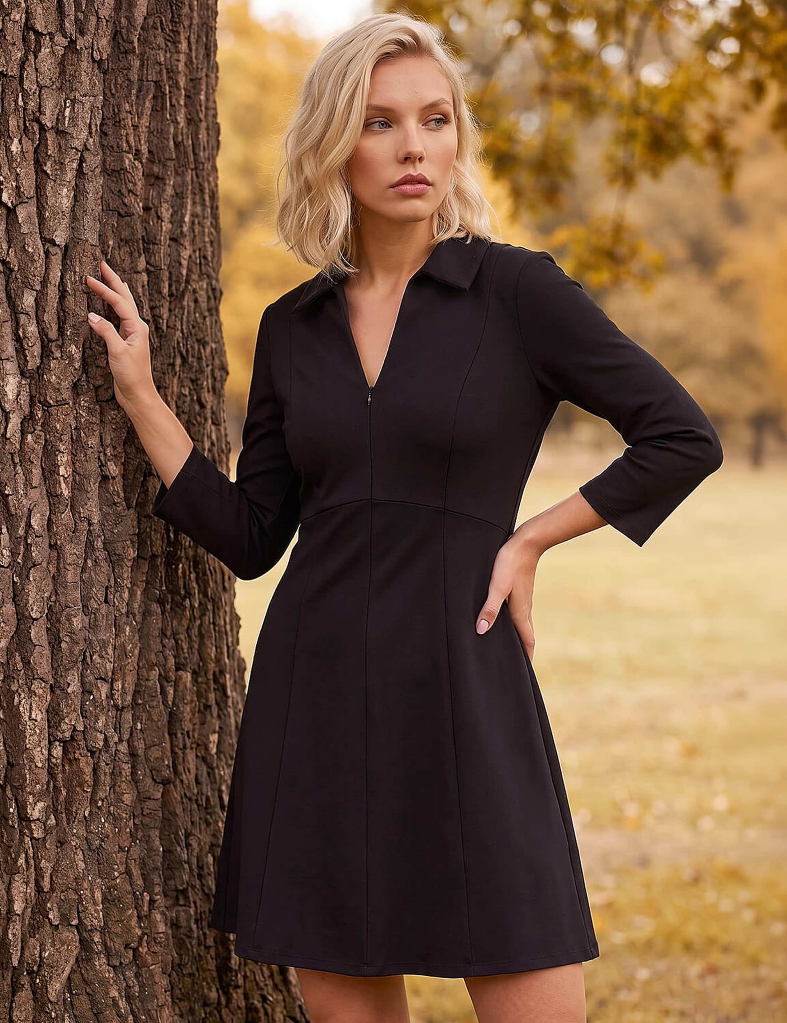 Petite Zip Front Skater Dress 2 of 4