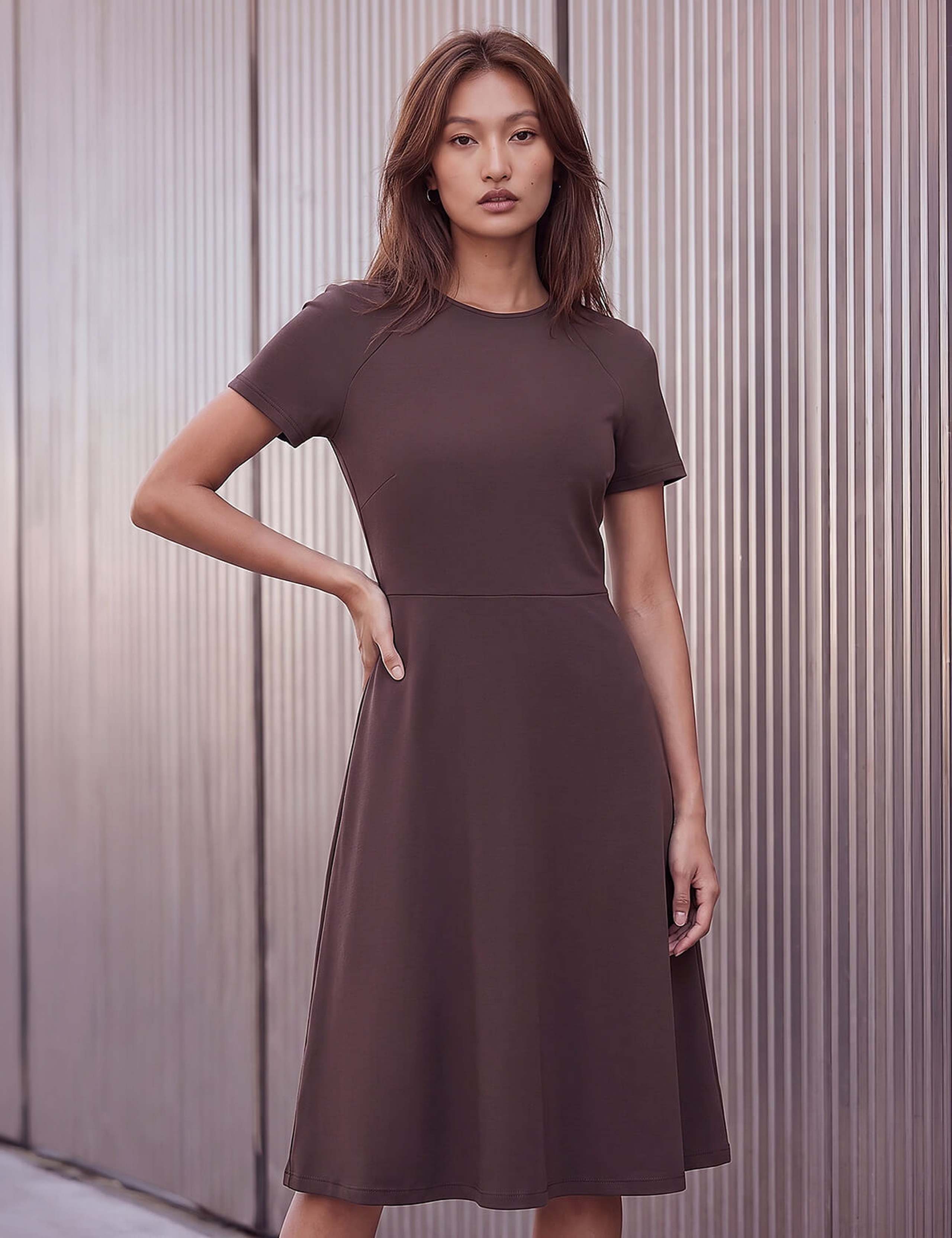 Ponte Belted Short Dress 2 of 4