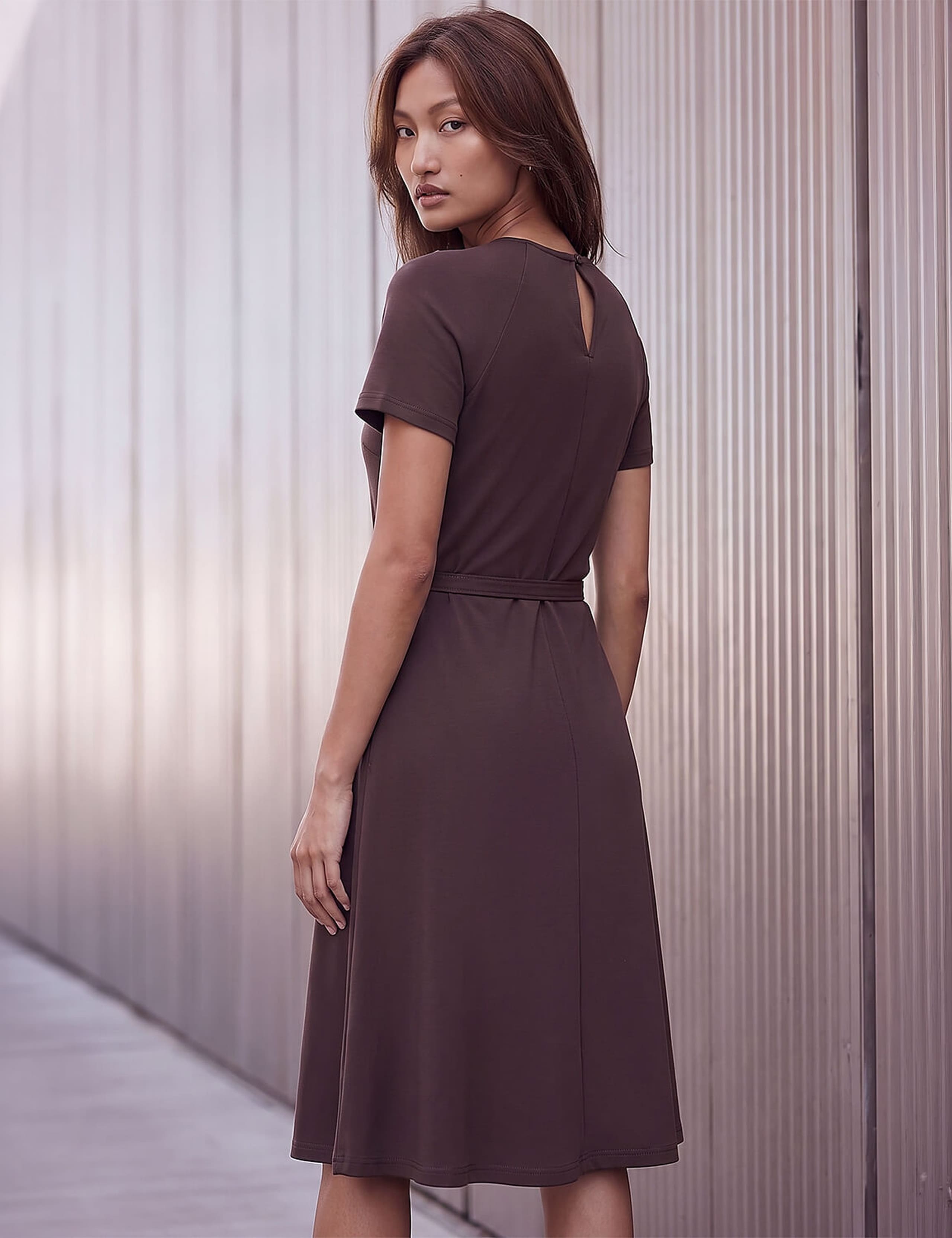 Ponte Belted Short Dress 4 of 4