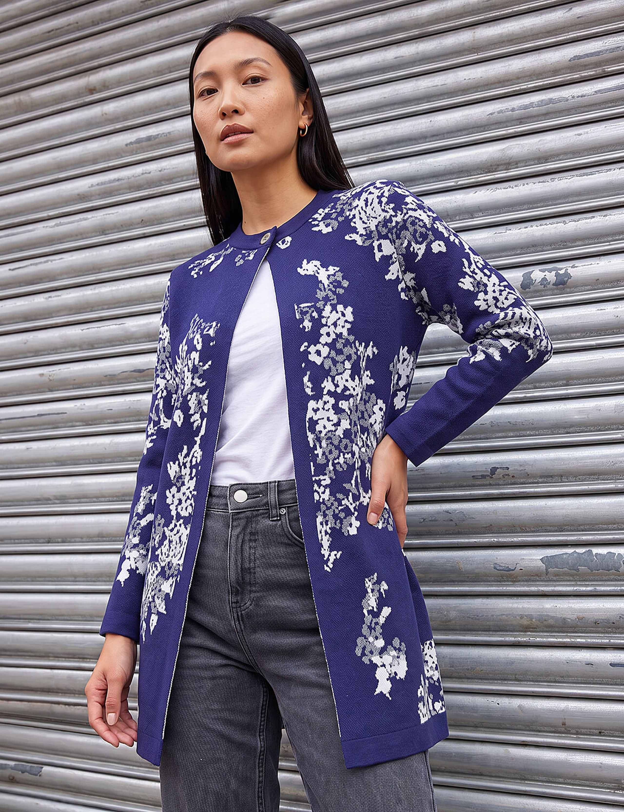 Floral Jacquard Knitted Coatigan 1 of 4