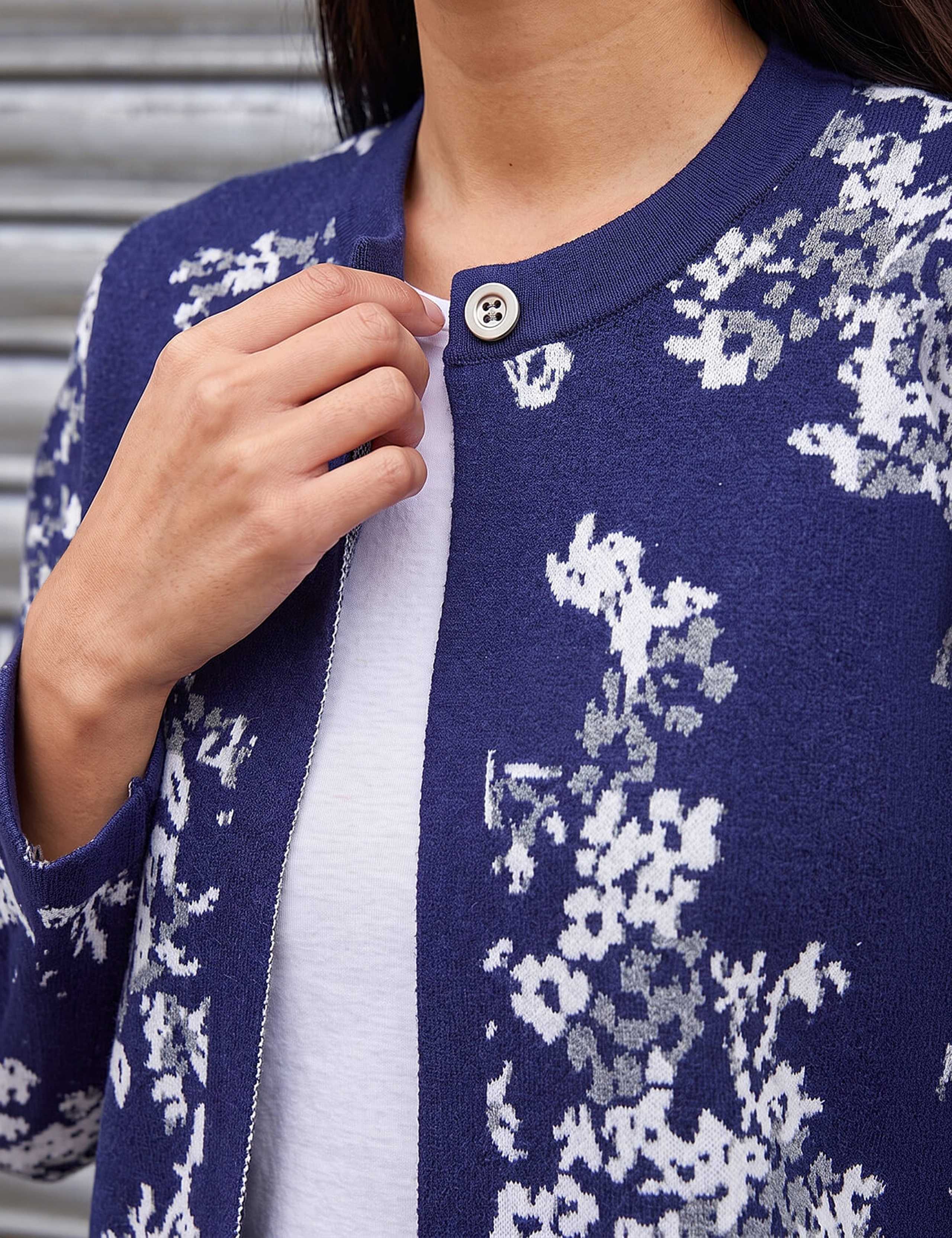Floral Jacquard Knitted Coatigan 4 of 4