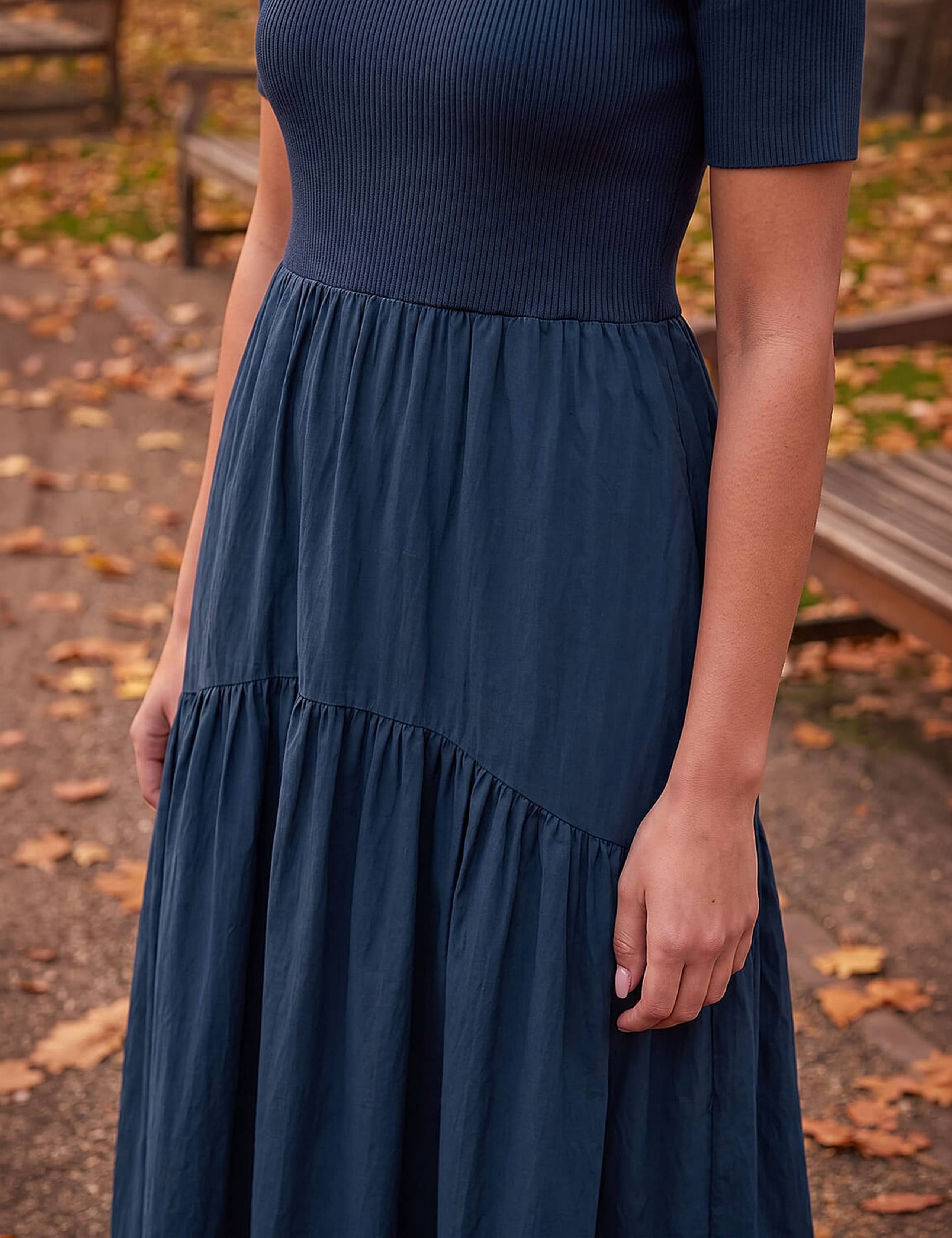 Knit Woven Mix Knee Length Dress 4 of 4