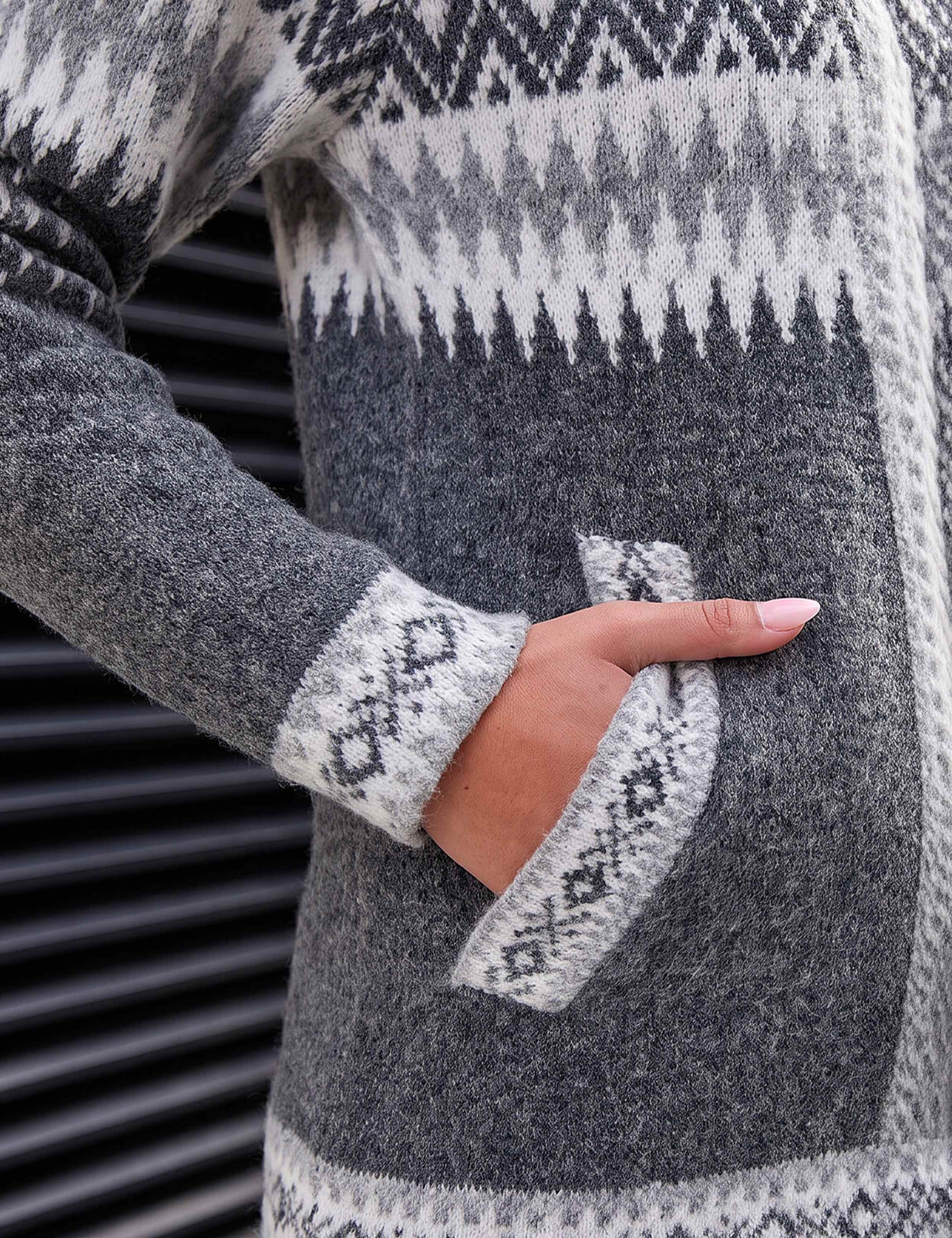 Jacquard Zip Up Hooded Cardigan 4 of 4