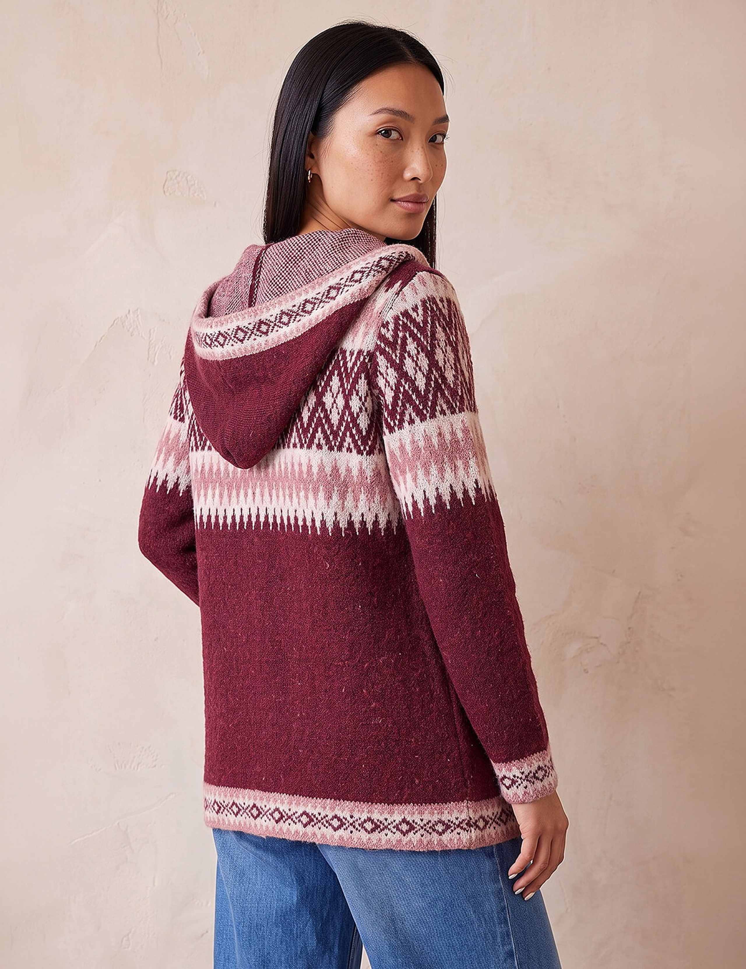 Jacquard Zip Up Hooded Cardigan 3 of 4
