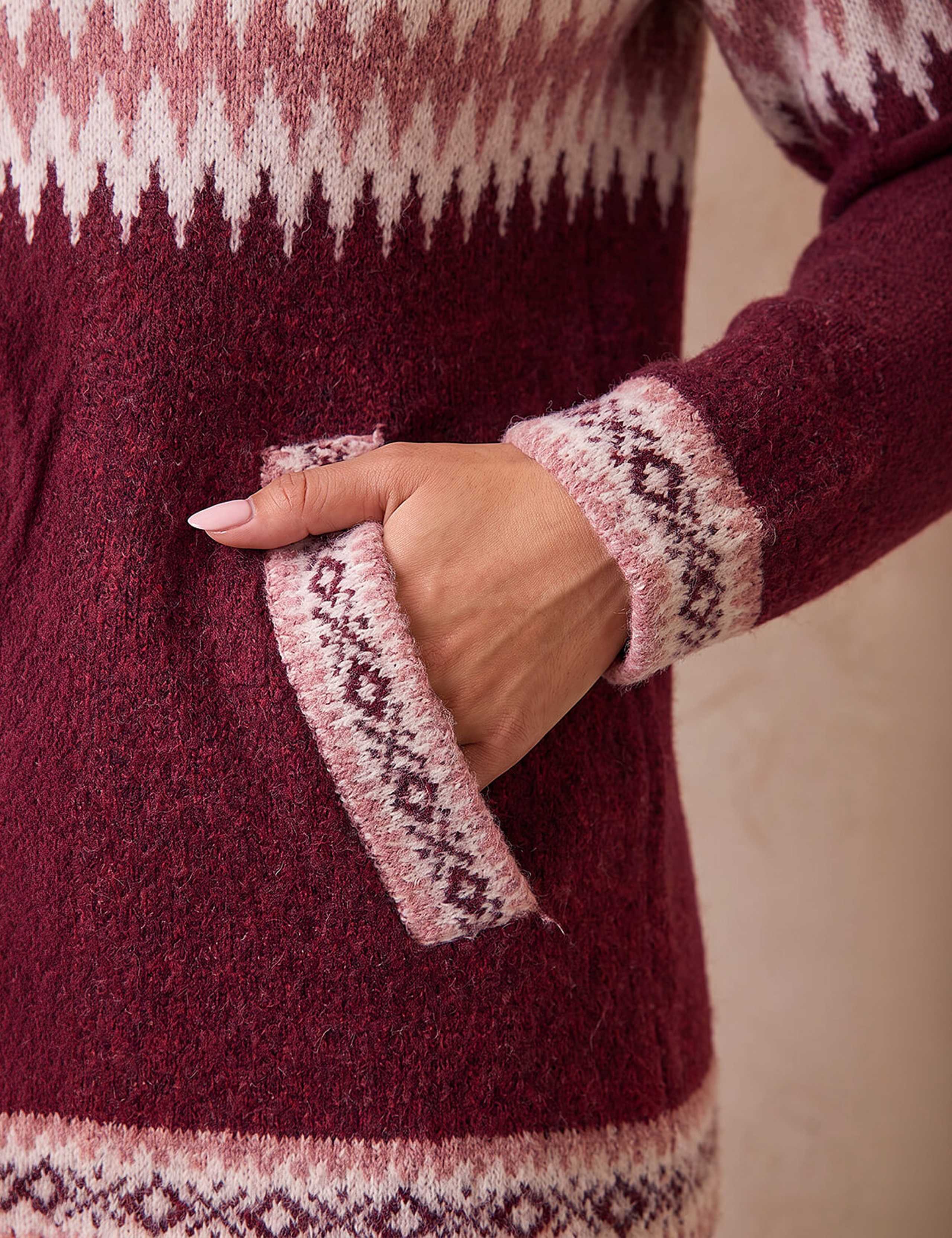Jacquard Zip Up Hooded Cardigan 4 of 4