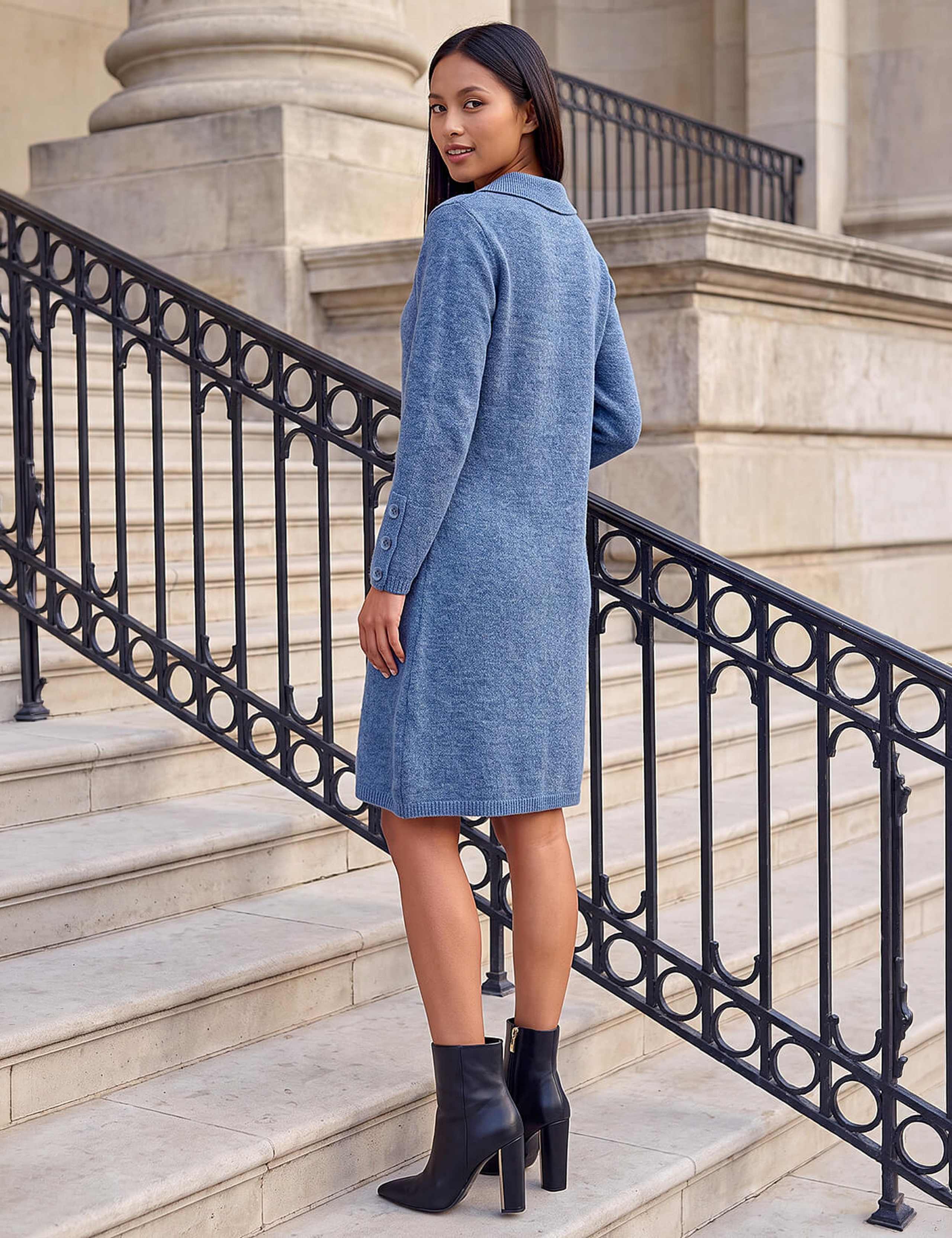 Petite Collared Knitted Shift Dress 2 of 4