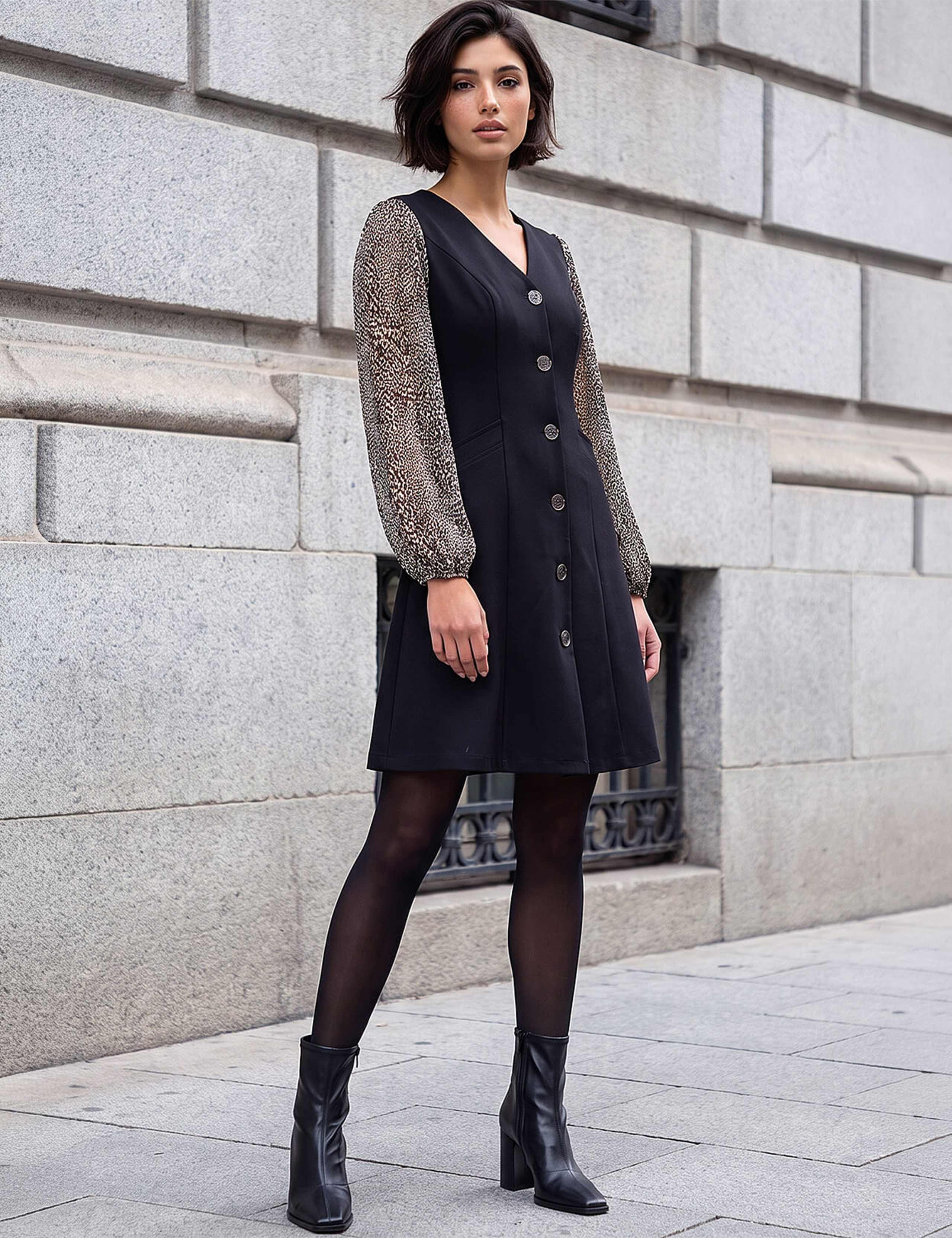 Petite Button Through Knee Length Dress 2 of 4