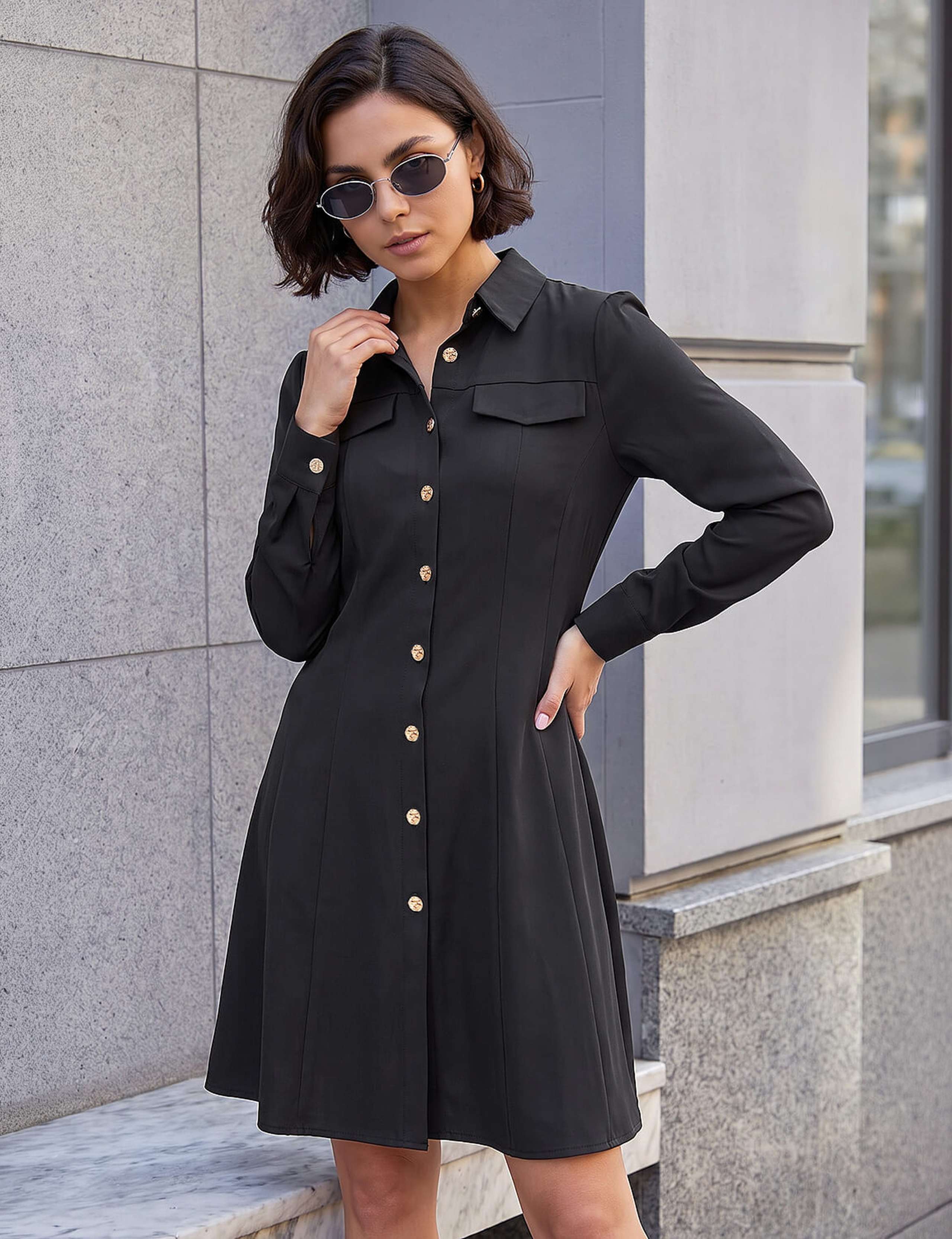 Collared Button Through Knee Length Shirt Dress 2 of 4