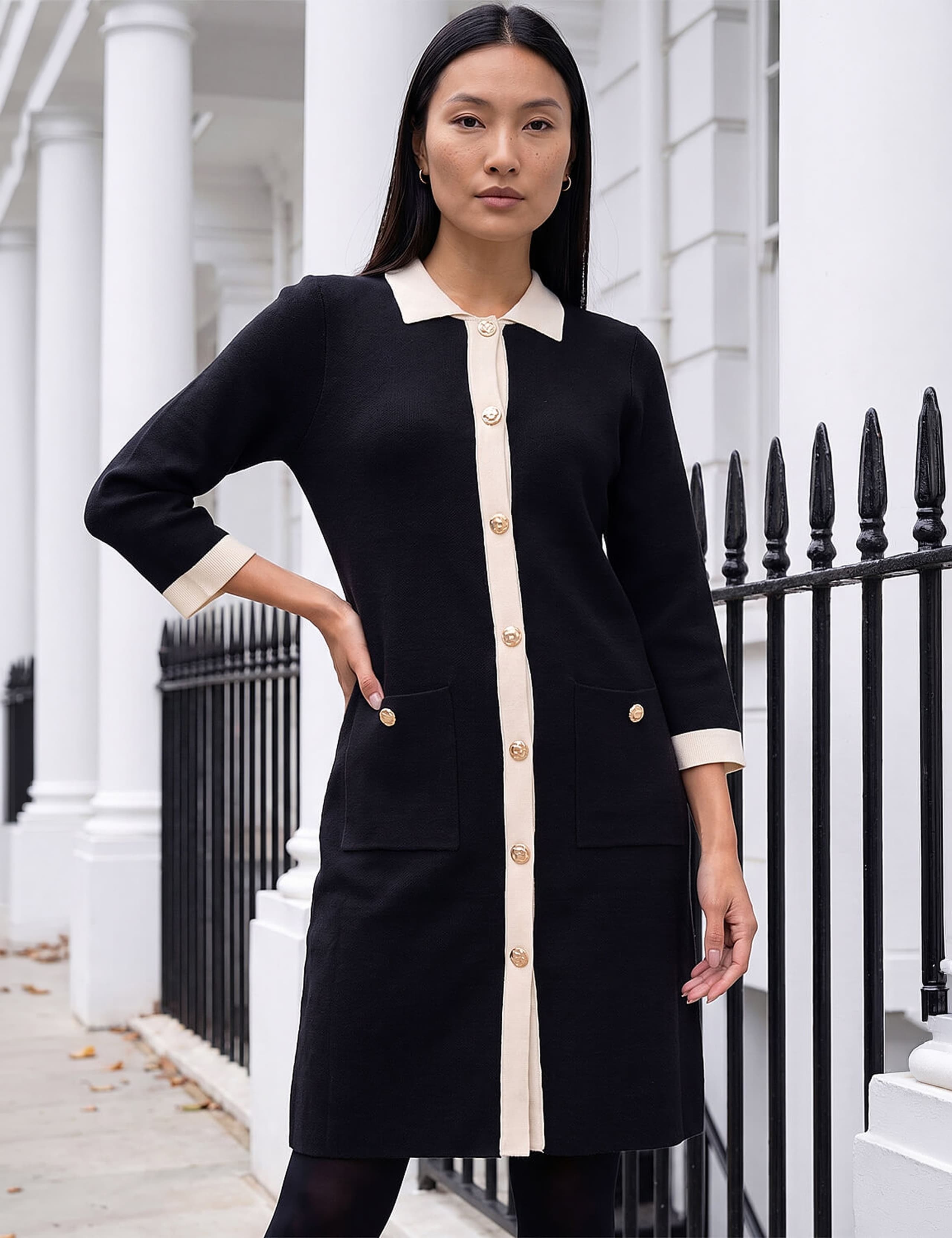 Contrast Collar Knitted Dress 1 of 4