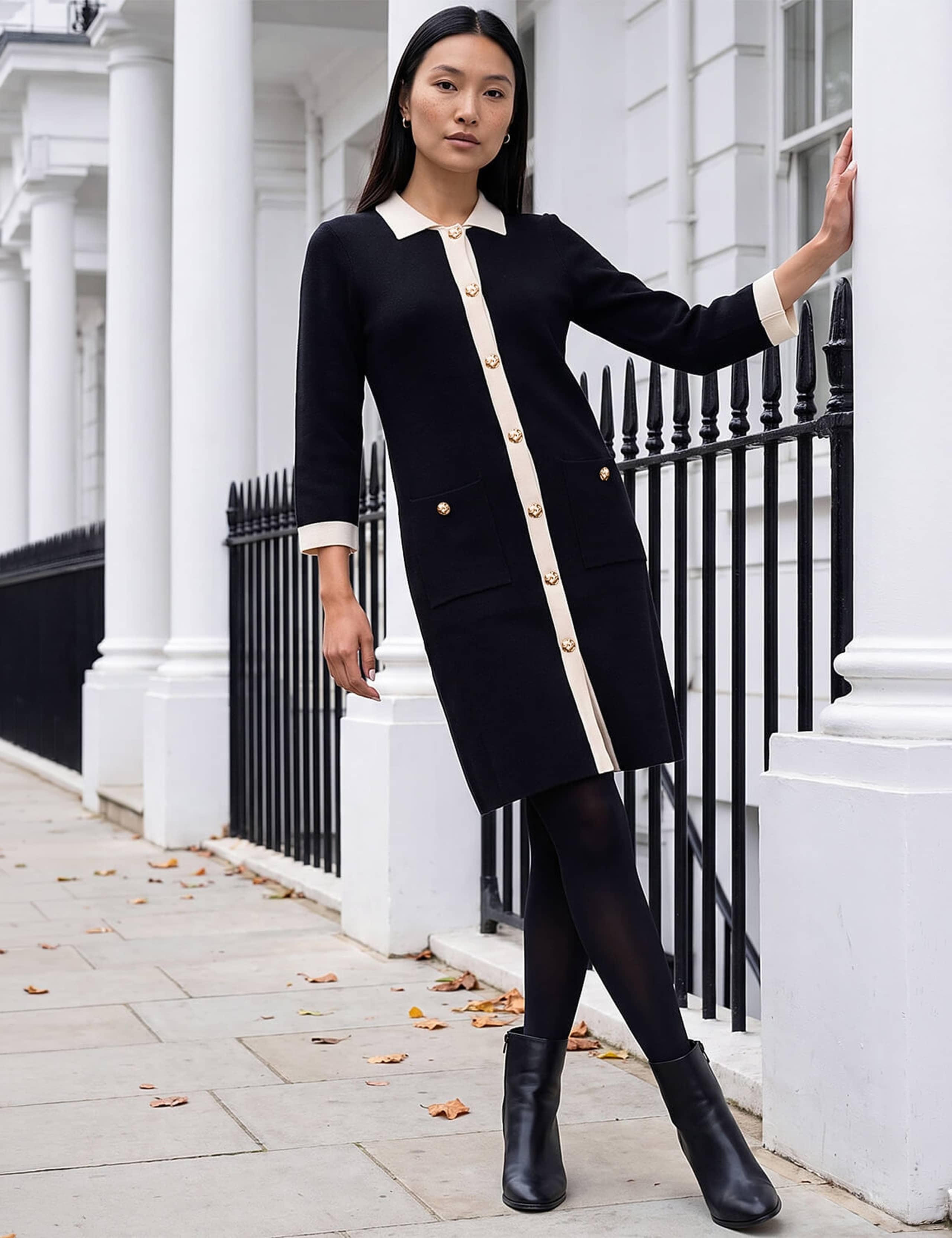 Contrast Collar Knitted Dress 2 of 4
