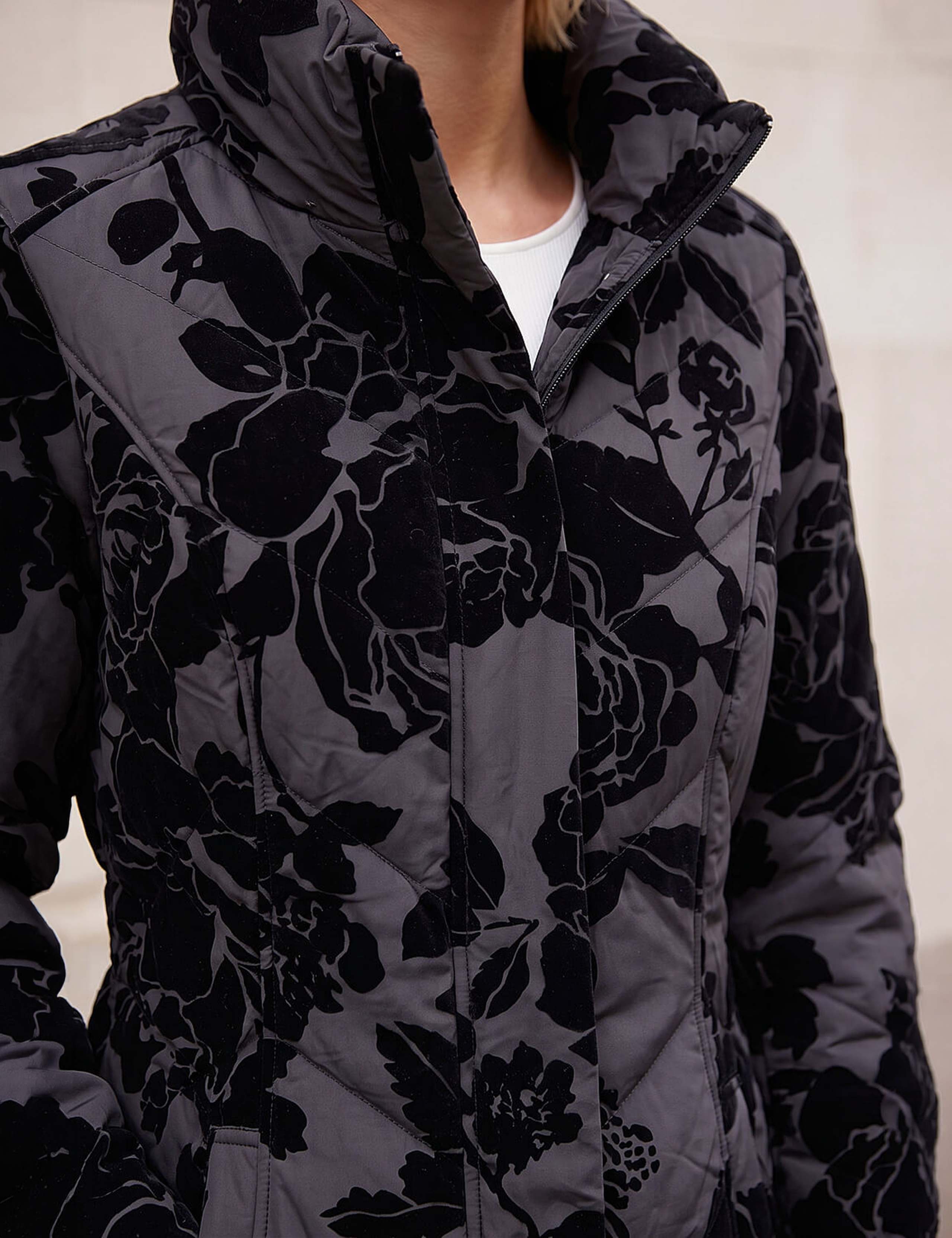 Floral Padded Funnel Neck Coat 3 of 4